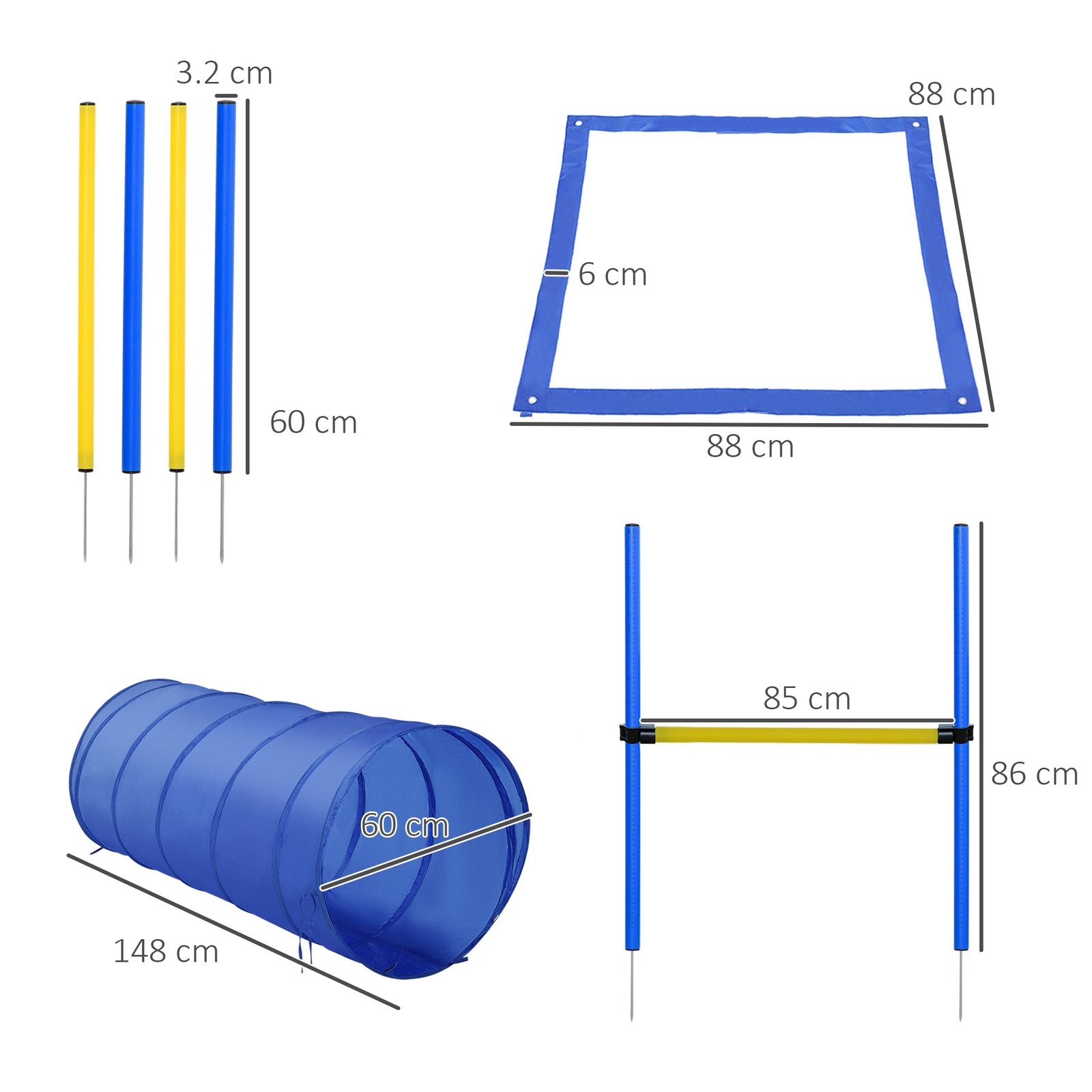 Pet Agility Training Equipment Dog Play Run Jump Obedience Training Set Adjustable (Poles + Hurdle + Tunnel + Pause Box) - Image 3