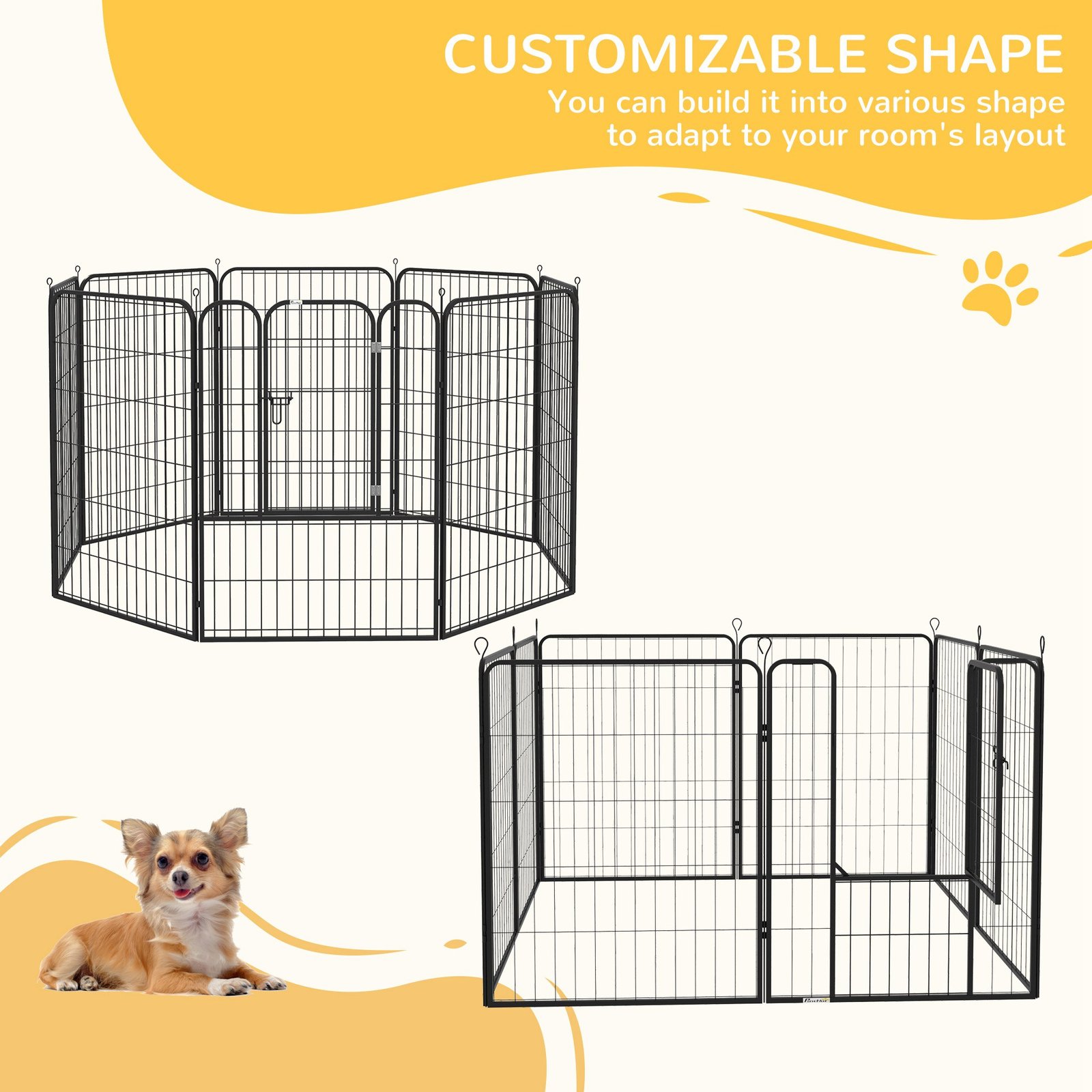 8 Panels Heavy Duty Puppy Playpen, for Large, Medium Dogs, Indoor and Outdoor Use - Black - Image 4