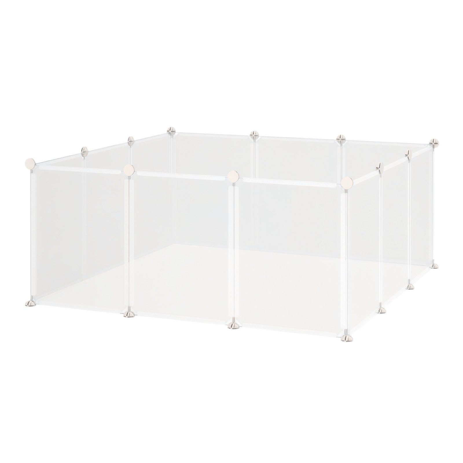 Pet Playpen DIY Small Animal Cage Open Enclosure Portable Plastic Fence 12 Panels for Hedgehog Guinea Pig White