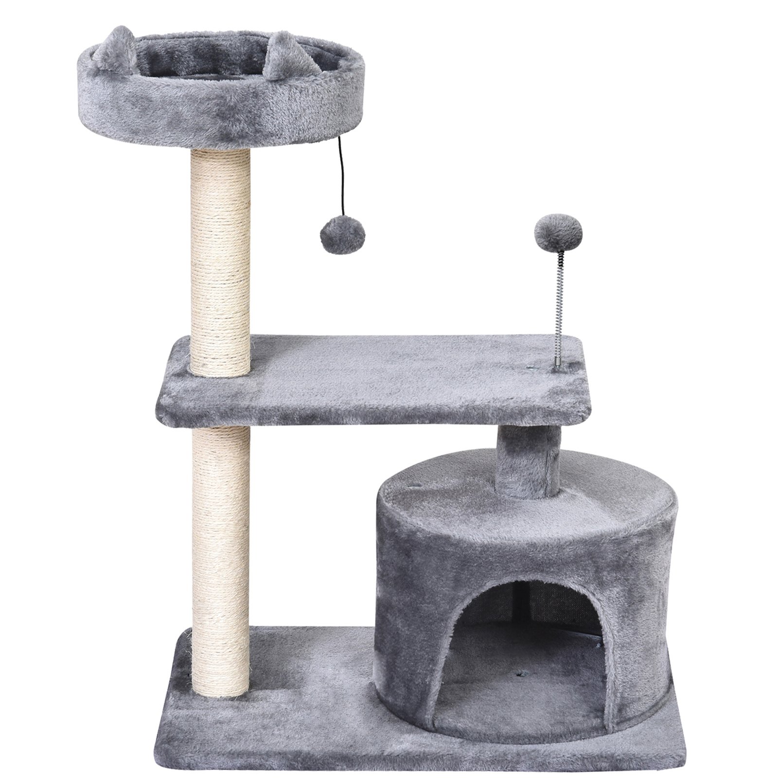 Cat Tree for Indoor Cats with Scratching Post Climbing Tower Kitty Activity Centre Condo Perch Jumping Platforms Grey 60L x 40W x 81H cm - Image 8