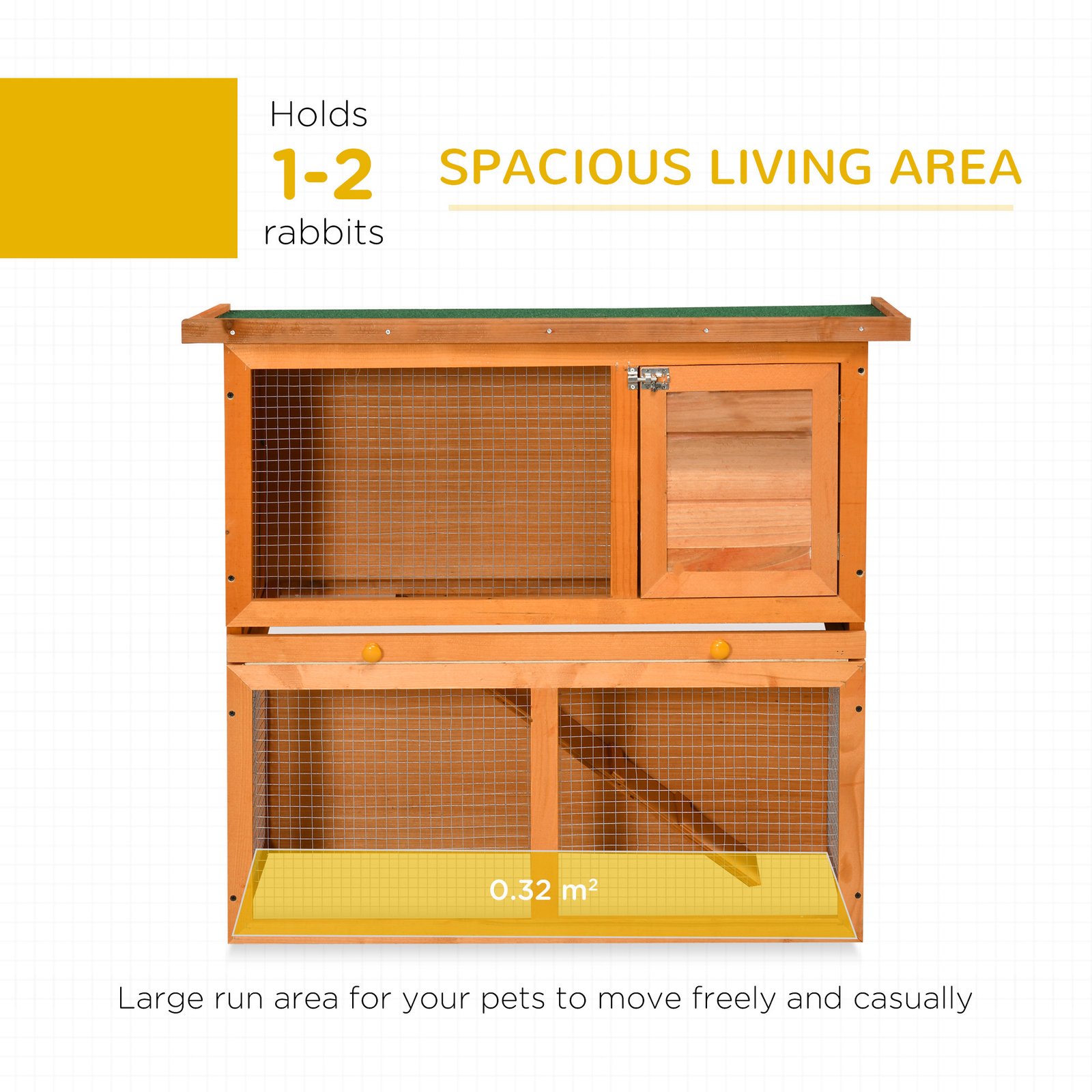 Two-Tier Rabbit Hutch, Wooden Outdoor Pet Cage, with Opening Top - Image 4