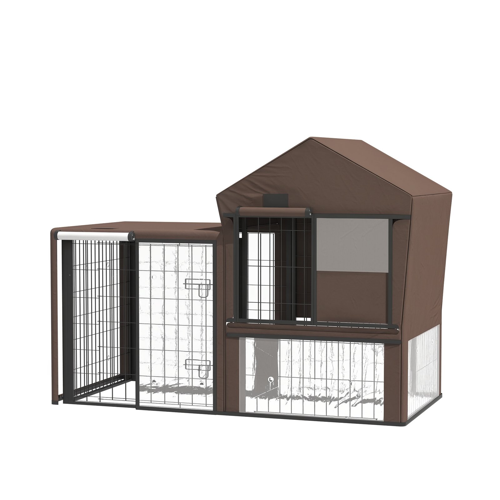 Rabbit Hutch Cover, Water-Resistant Pets Cage Protector, Breathable Guinea Pig Cage Cover - Brown
