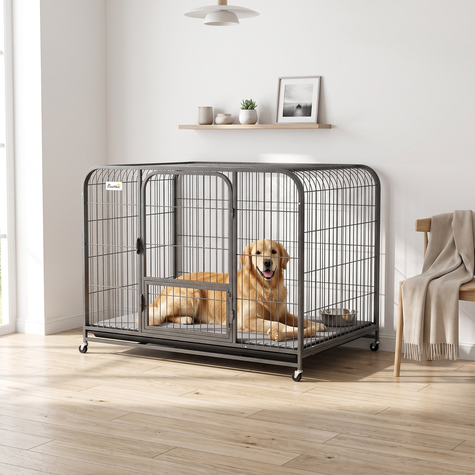 Heavy Duty Dog Crate,116 x 77 x 88 cm, Large Dog Cage for Small to Large Breeds