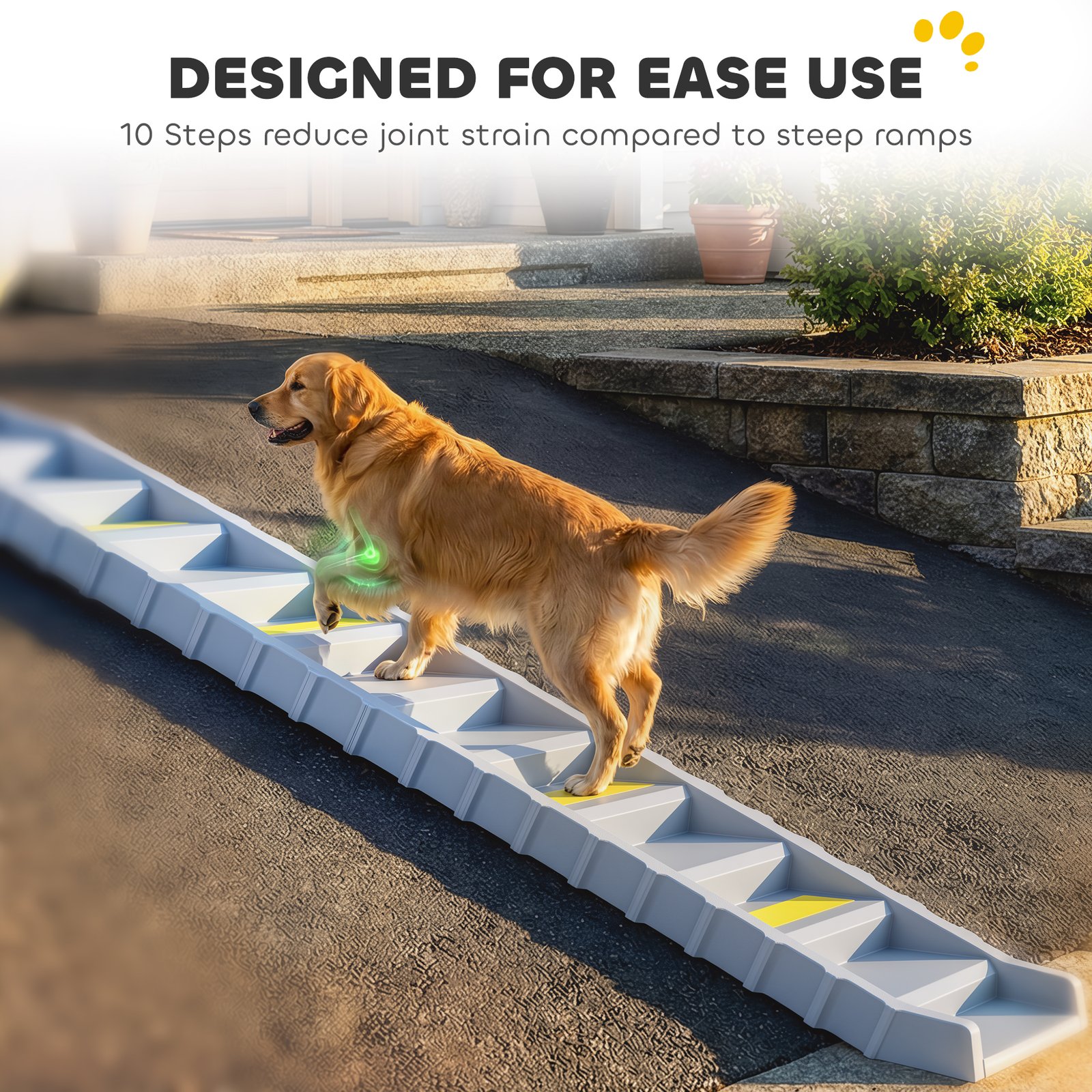 Dog Car Ramp with Anti-Slip Steps, 10-Steps Pet Stairs for Pets to Access Cars and High Beds, Grey