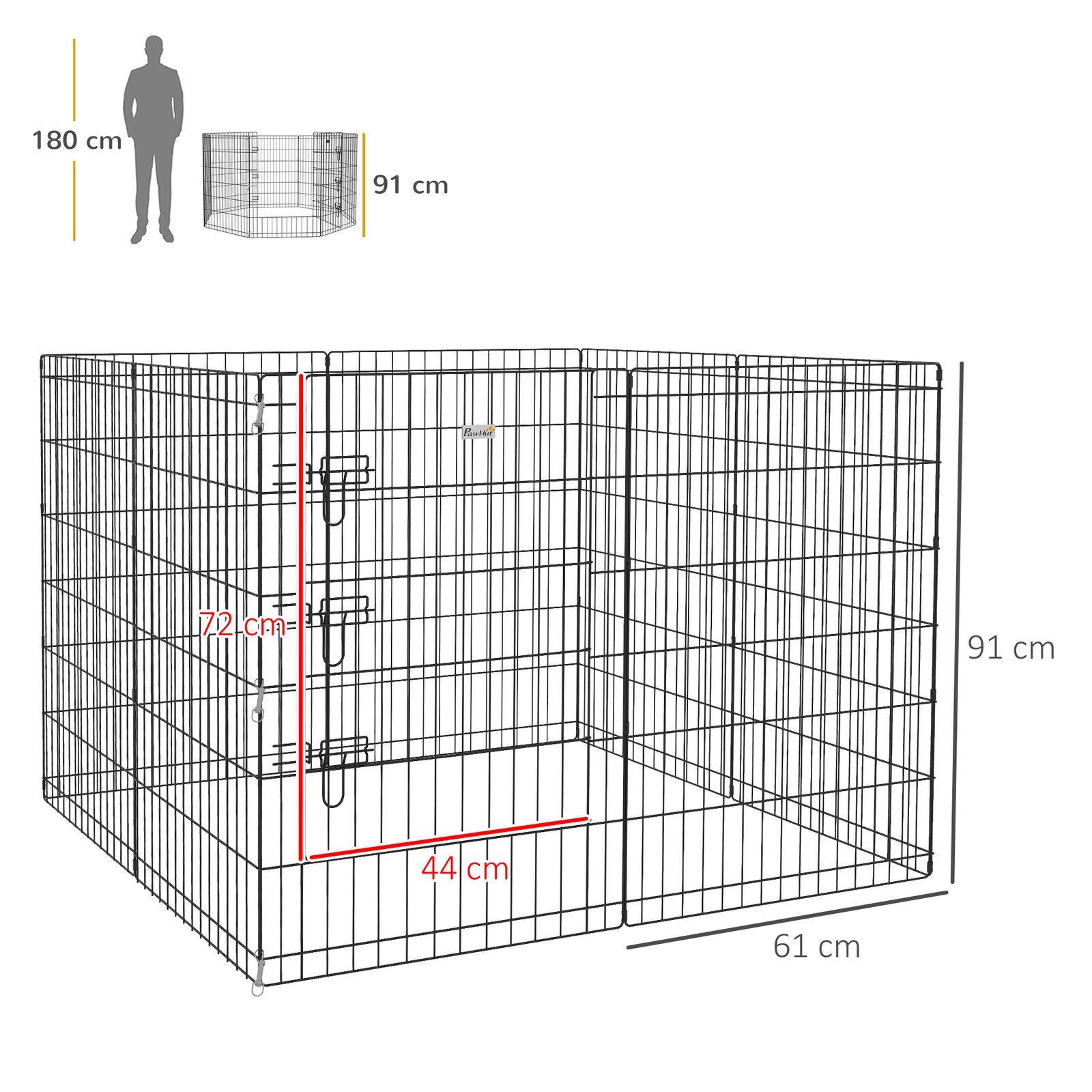 8 Panel DIY Dog Pen with Door, for Dogs, Small Animals, Indoor/Outdoor Use, 91cm High - Image 3