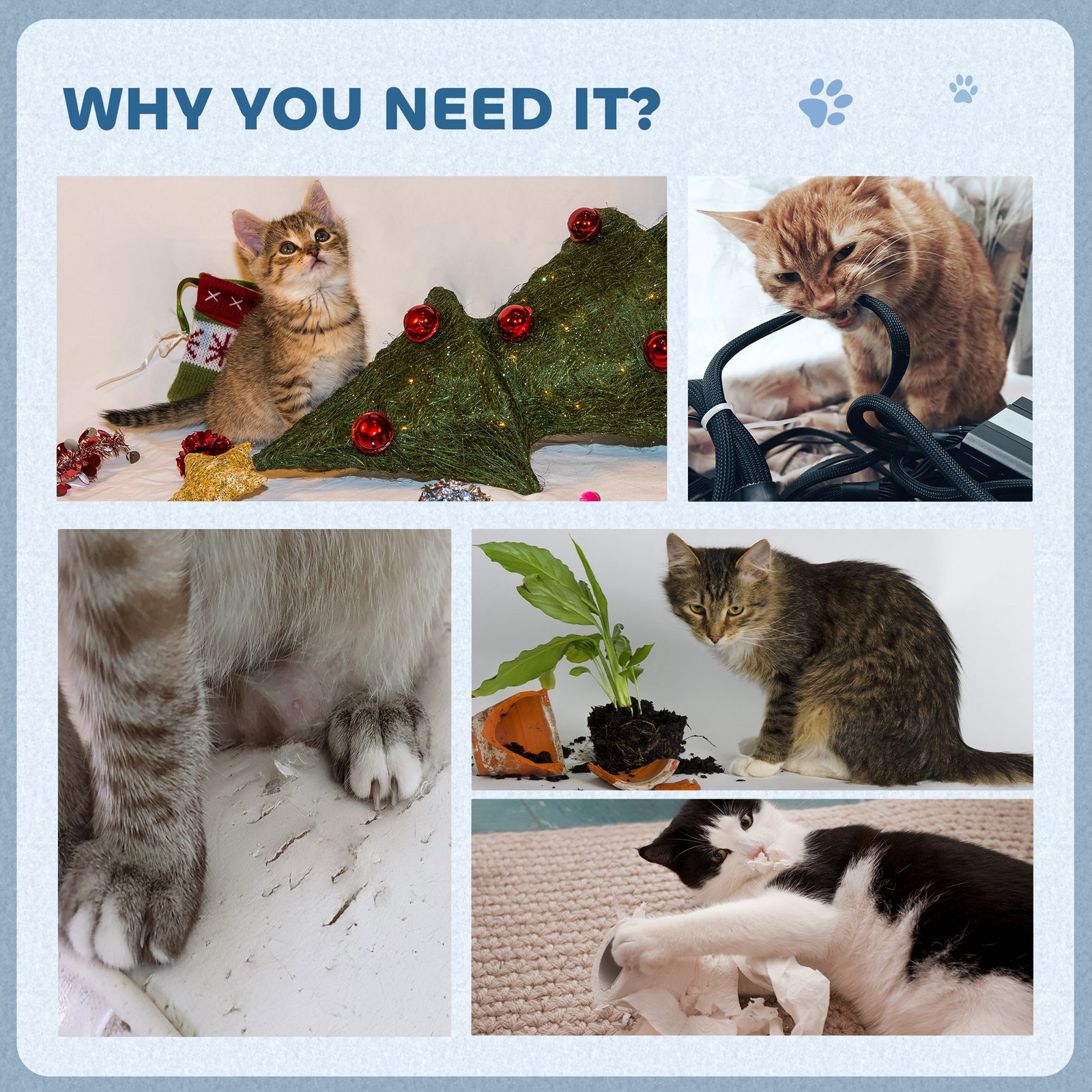 2-in-1 Cat Scratching Board with Catnip for Indoor Cats, 26.5 x 57 x 26.5cm, Blue - Image 7