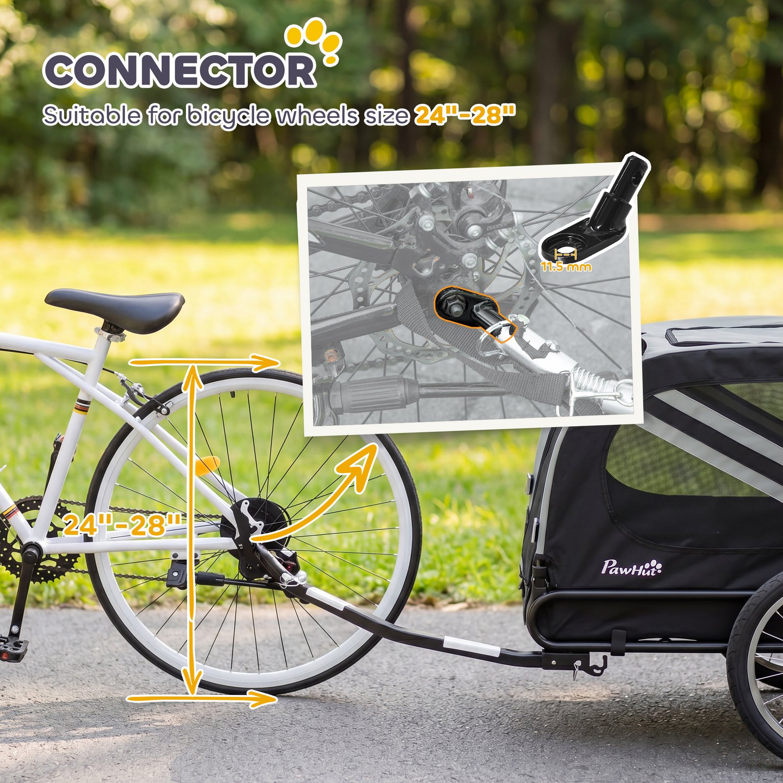 2-In-1 Pet Bike Trailer Dog Stroller Pushchair with Universal Wheel Reflector Flag Grey