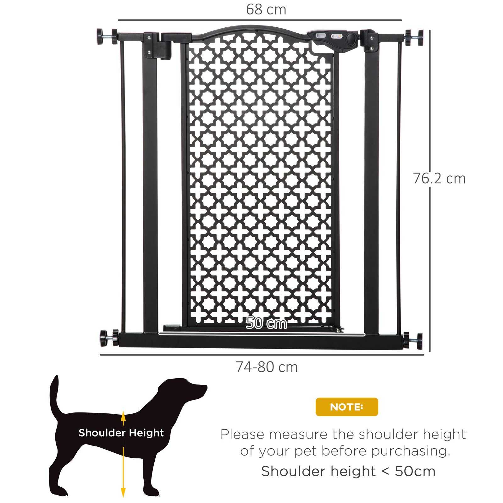 74-80 cm Pressure Fit Safety Gate for Doorways and Staircases, Dog Gate, Pet Barrier for Hallways with Auto Close, Double Locking - Image 3