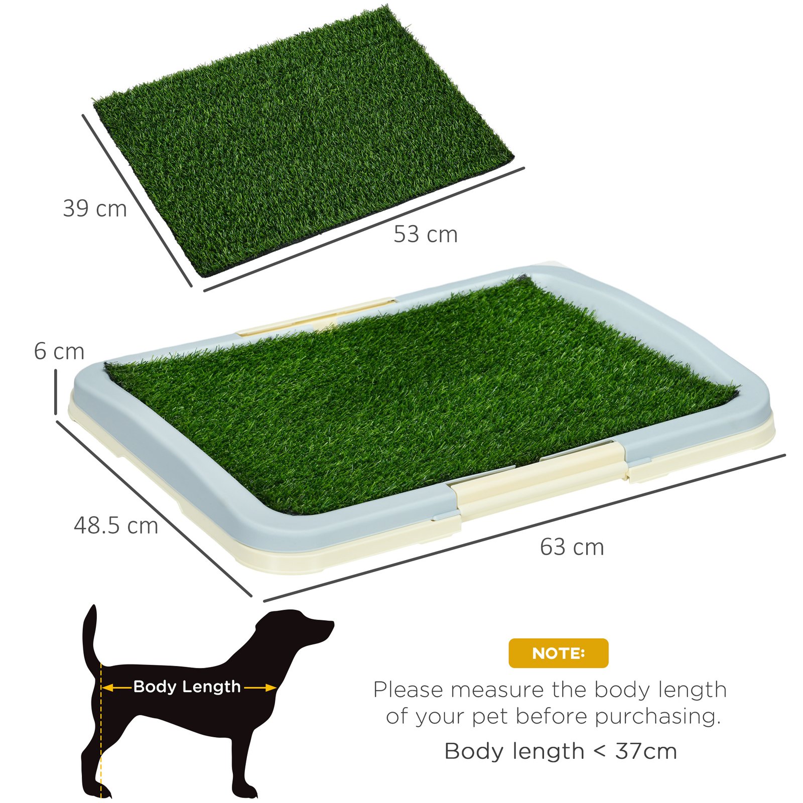 Puppy Training Pad, Indoor Portable Puppy Pad, with Artificial Grass, Grid, Panel, Tray, 63 x 48.5cm - Image 3
