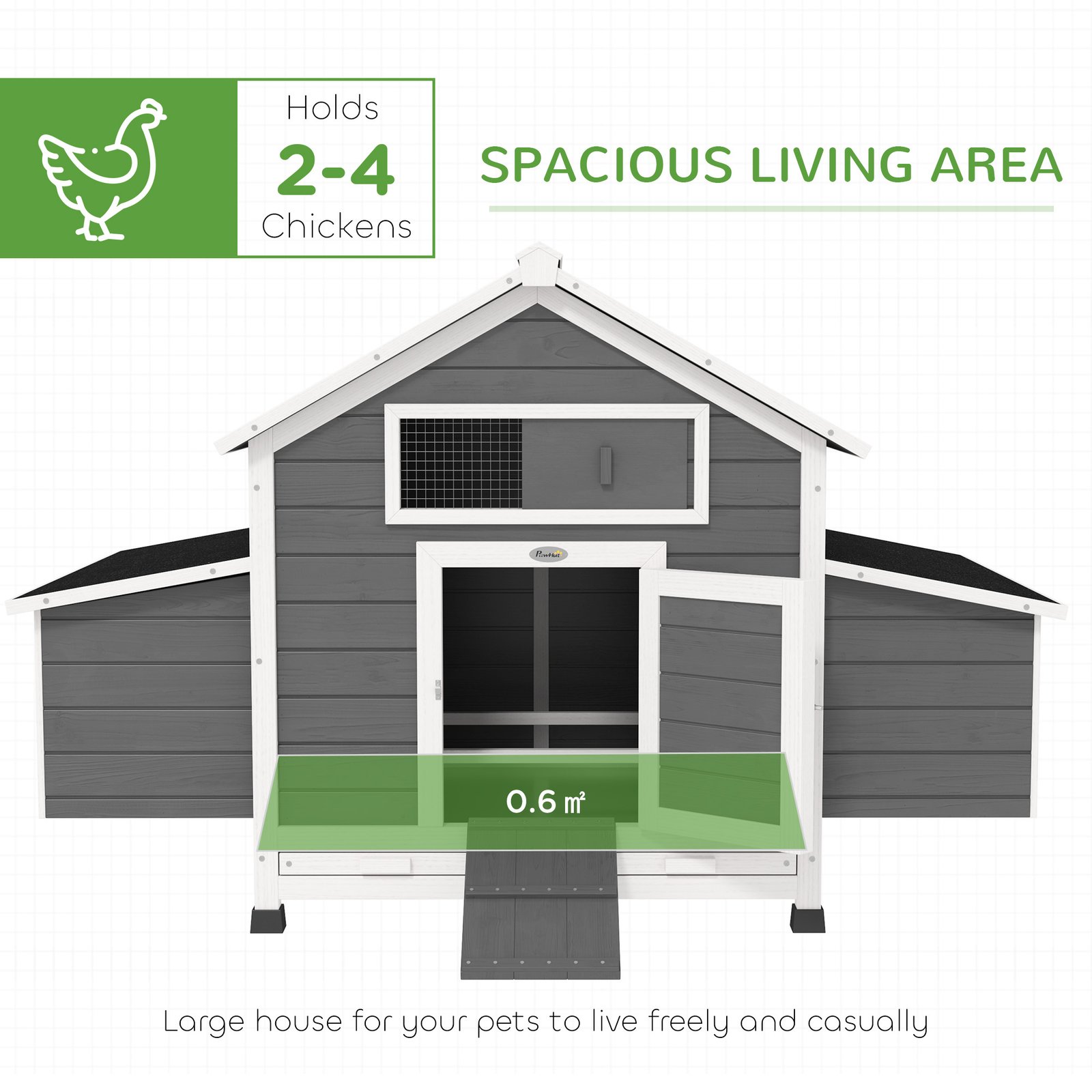 Chicken Coop, Wooden Outdoor Hen House with Nesting Box, Openable Waterproof Top, Pull-Out Tray, 150 x 100 x 97cm