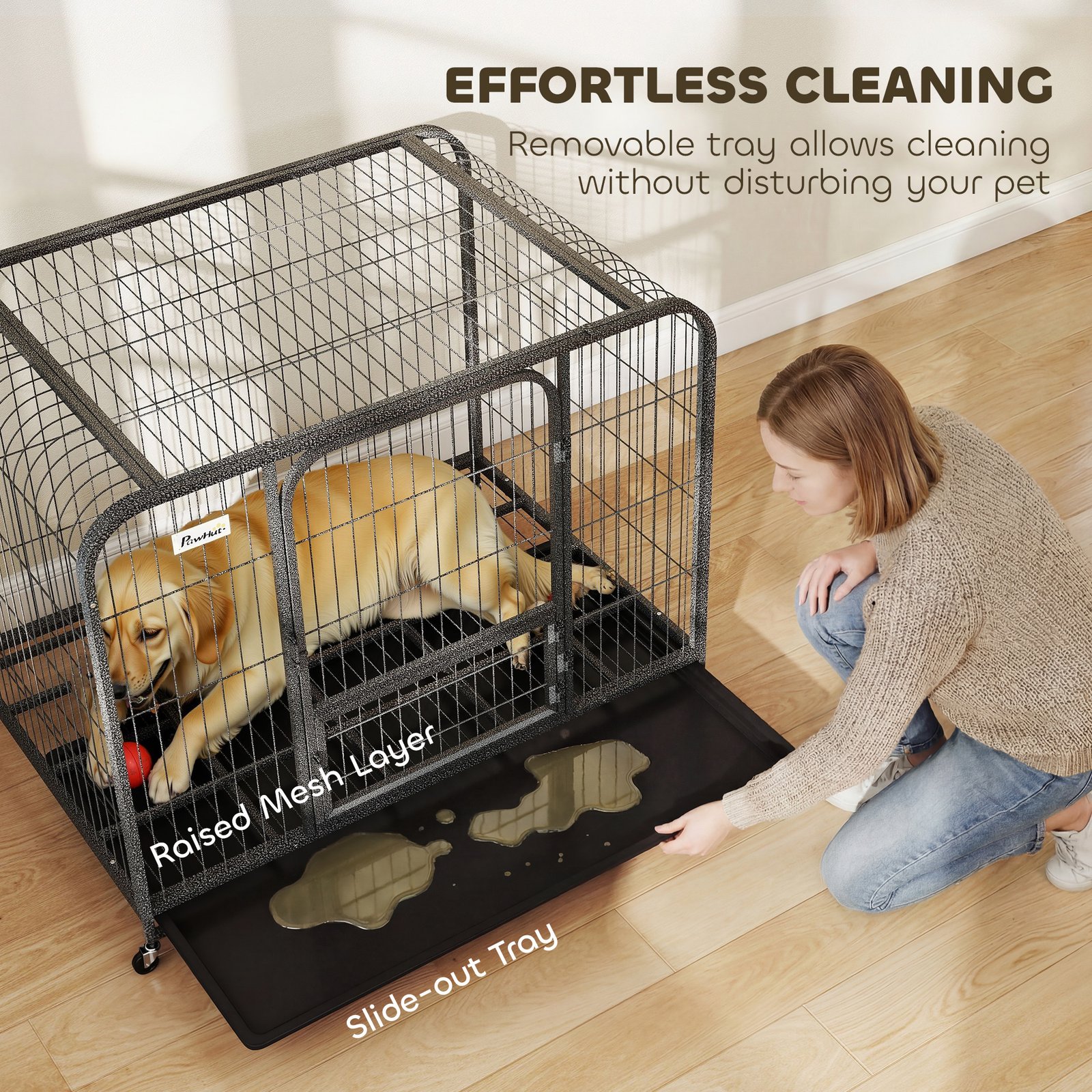 Heavy Duty Dog Crate,116 x 77 x 88 cm, Large Dog Cage for Small to Large Breeds - Image 7