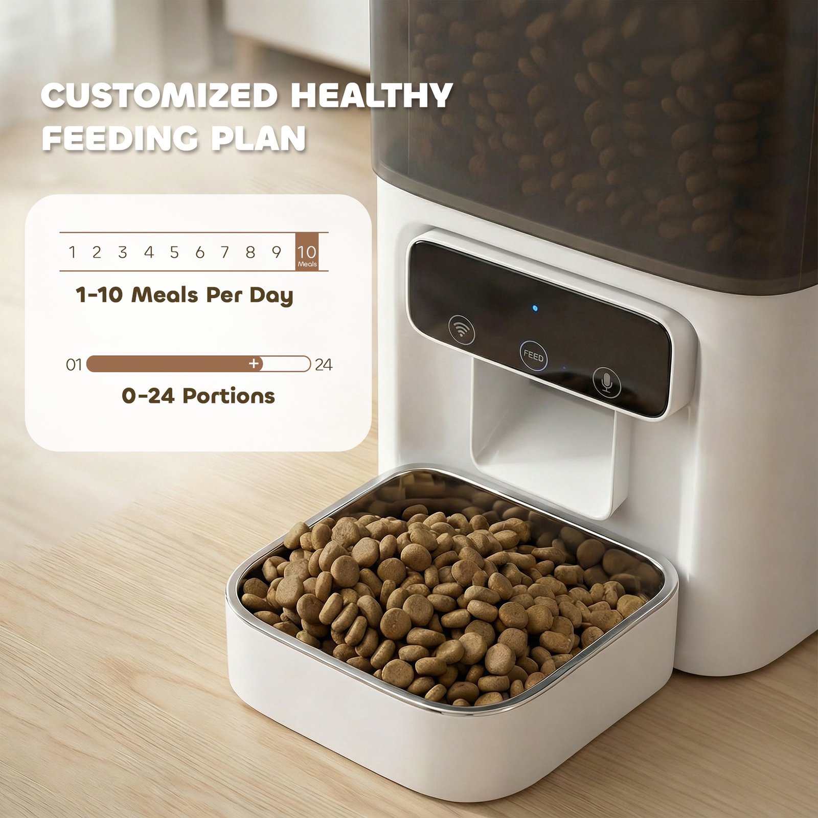 Automatic Cat Feeder, 4.5L WiFi Cat Food Dispenser with Timer, Programmable 1-10 Meals, Auto Pet Feeder