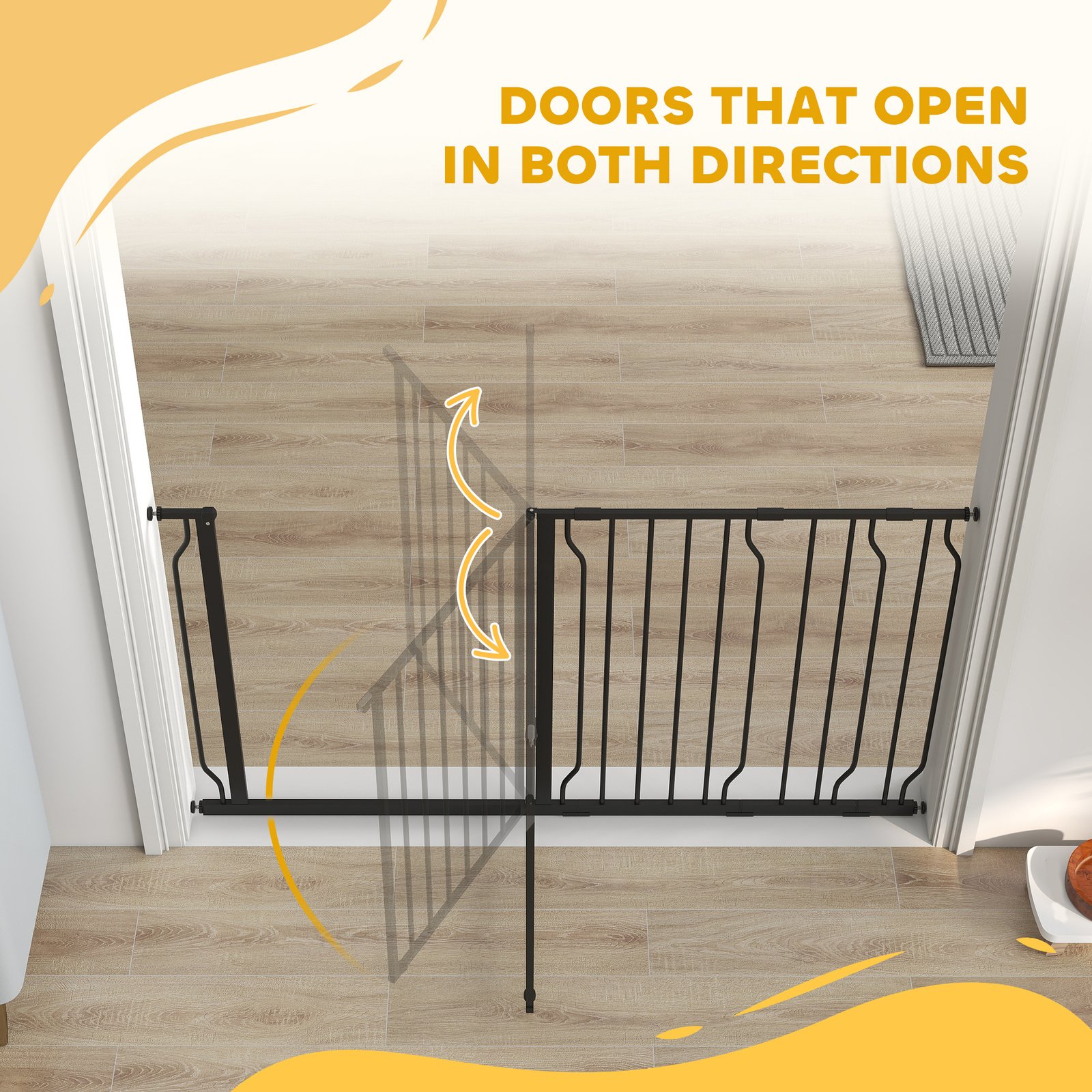 Extra Wide Dog Safety Gate, with Door Pressure, for Doorways, Hallways, Staircases - Black - Image 8