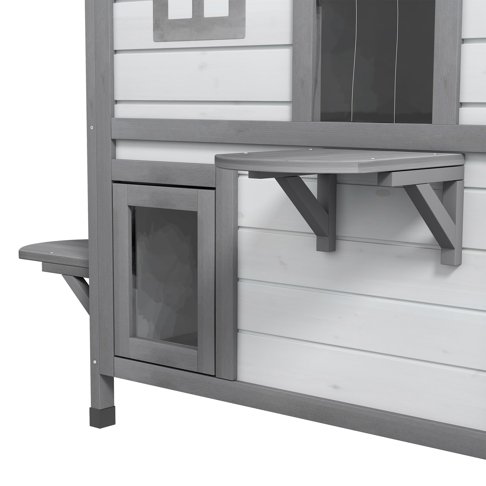 2-Story Indoor or Outdoor Cat House W/ Escape Door, Cat Shelter, White - Image 8