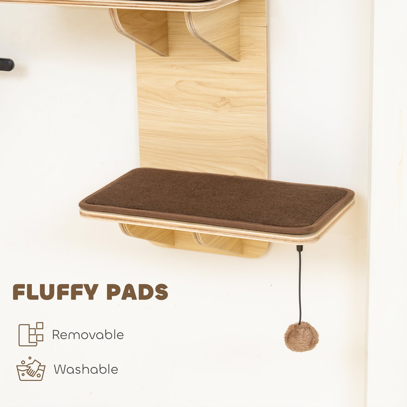 4-Level Door Mounted Cat Tree with Washable Plush Mats, Toy Balls, Door Hanging Cat Shelf for Indoor Cats - Image 6