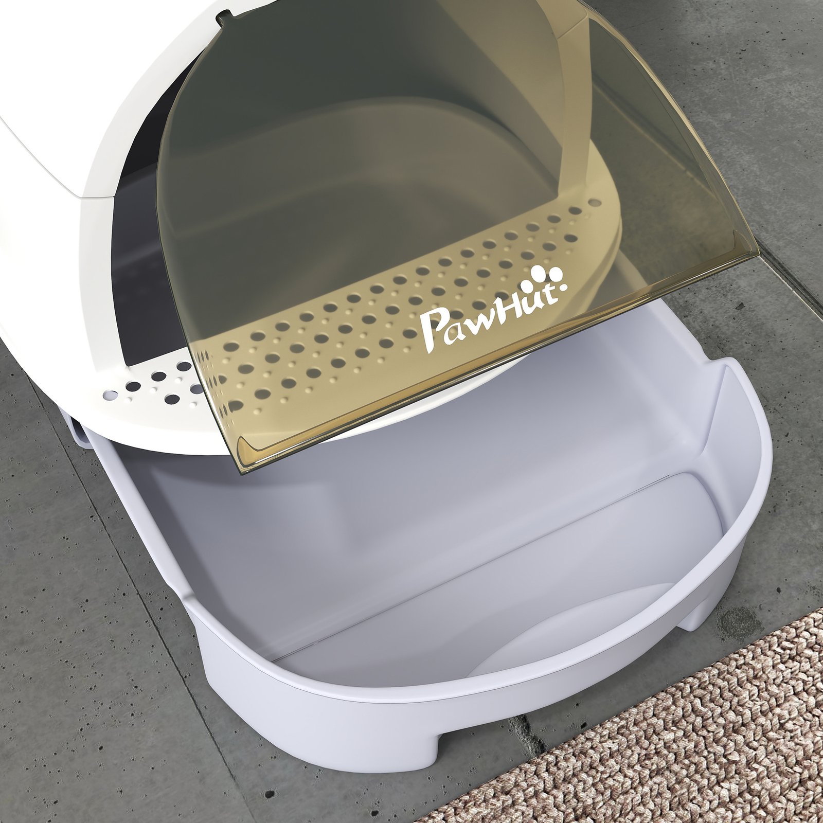 Enclosed Cat Litter Box w/ Pull-Out Drawer, Scoop, Deodorising Bags for Odour Control, Privacy, Portable, Easy to Clean