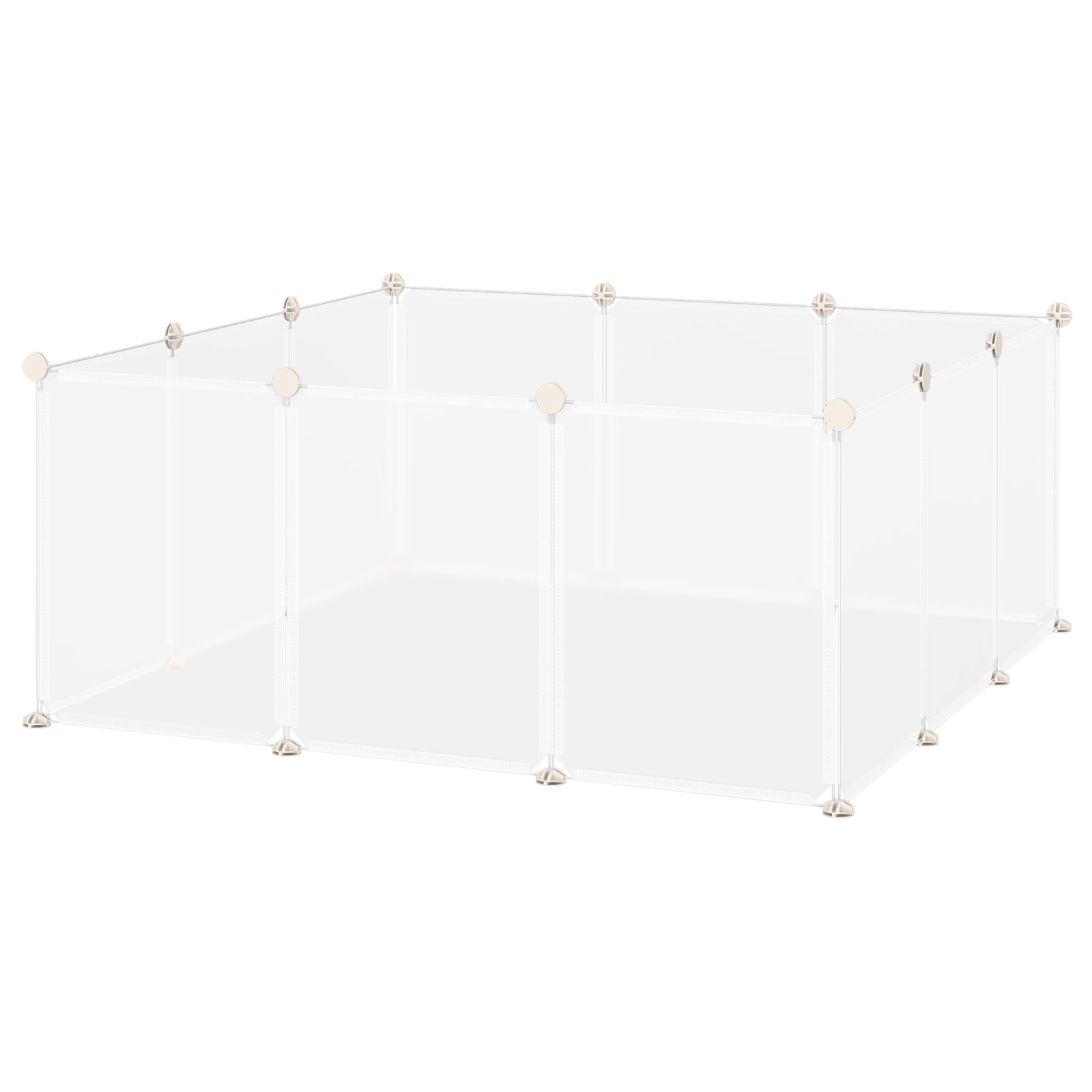 Pet Playpen DIY Small Animal Cage Open Enclosure Portable Plastic Fence 12 Panels for Hedgehog Guinea Pig White