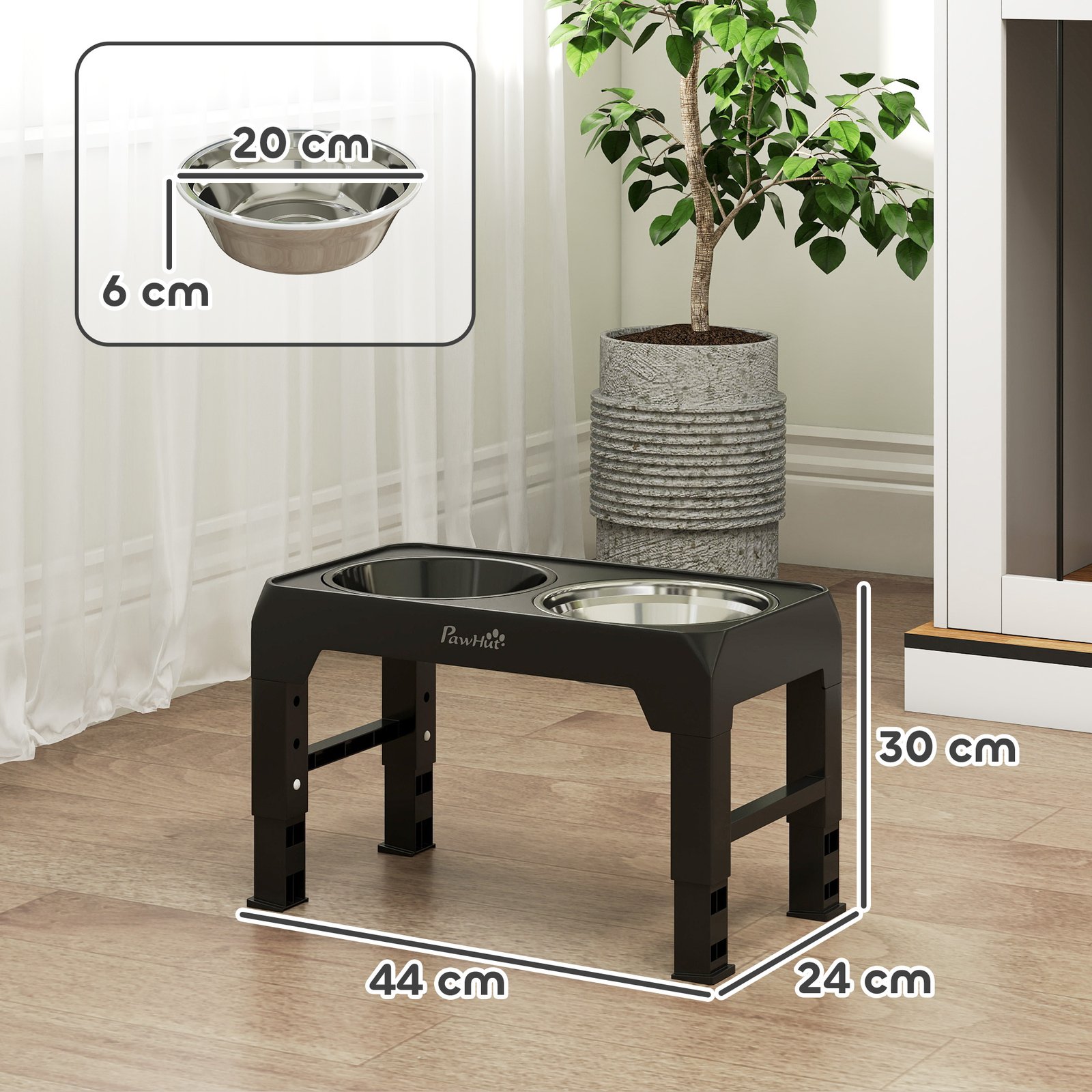 Raised Dog Bowl, Foldable Elevated Dog bowls with Slow Feeder, 4 Adjustable Heights, for Small Medium Large Breeds