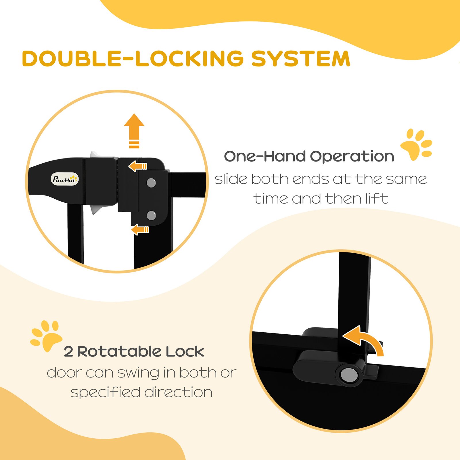 Pressure Fit Dog Stair Gate No Drilling Safety Gate Auto Close for Doorways, Hallways, 74-94cm Adjustable, 94cm Tall, Black - Image 4