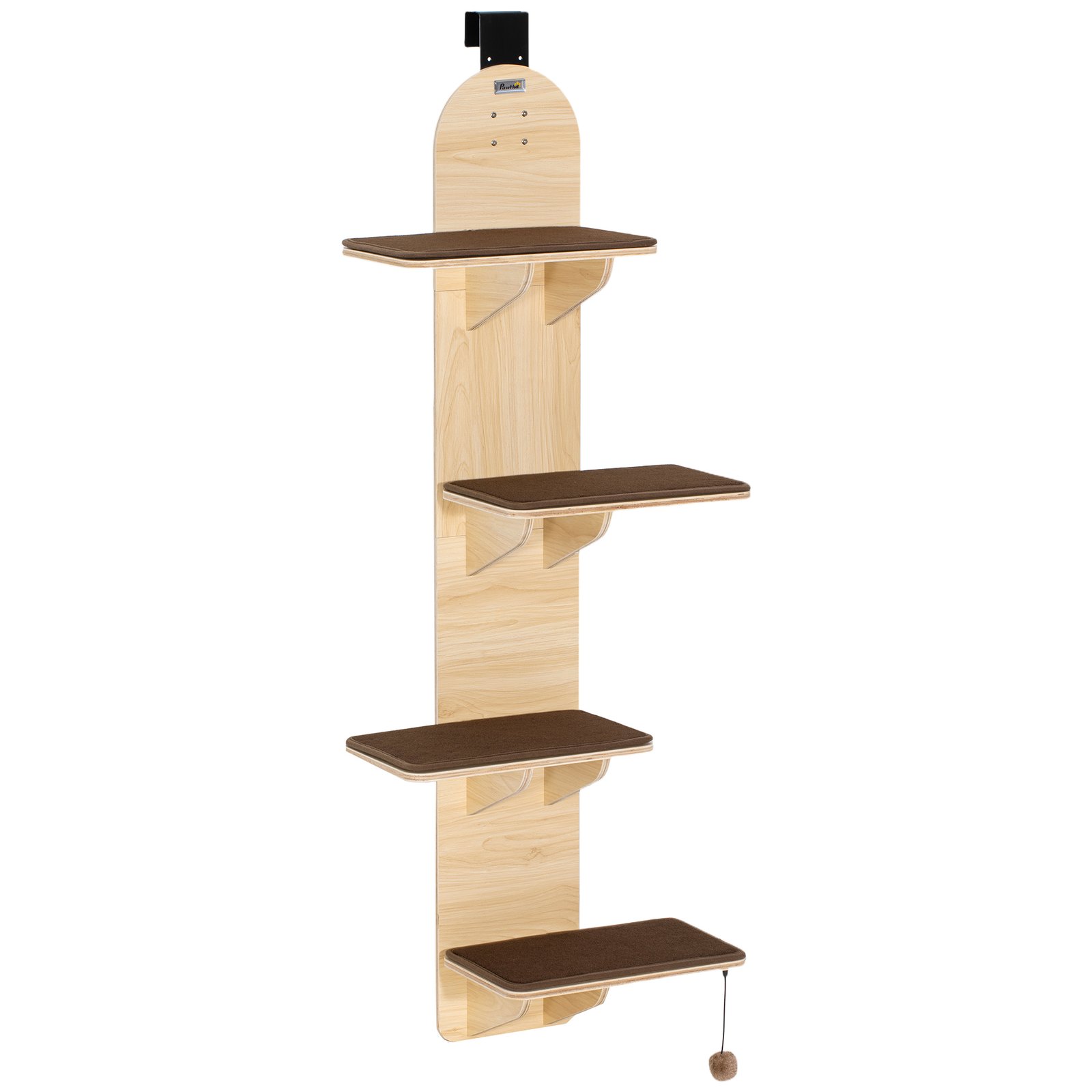 4-Level Door Mounted Cat Tree with Washable Plush Mats, Toy Balls, Door Hanging Cat Shelf for Indoor Cats