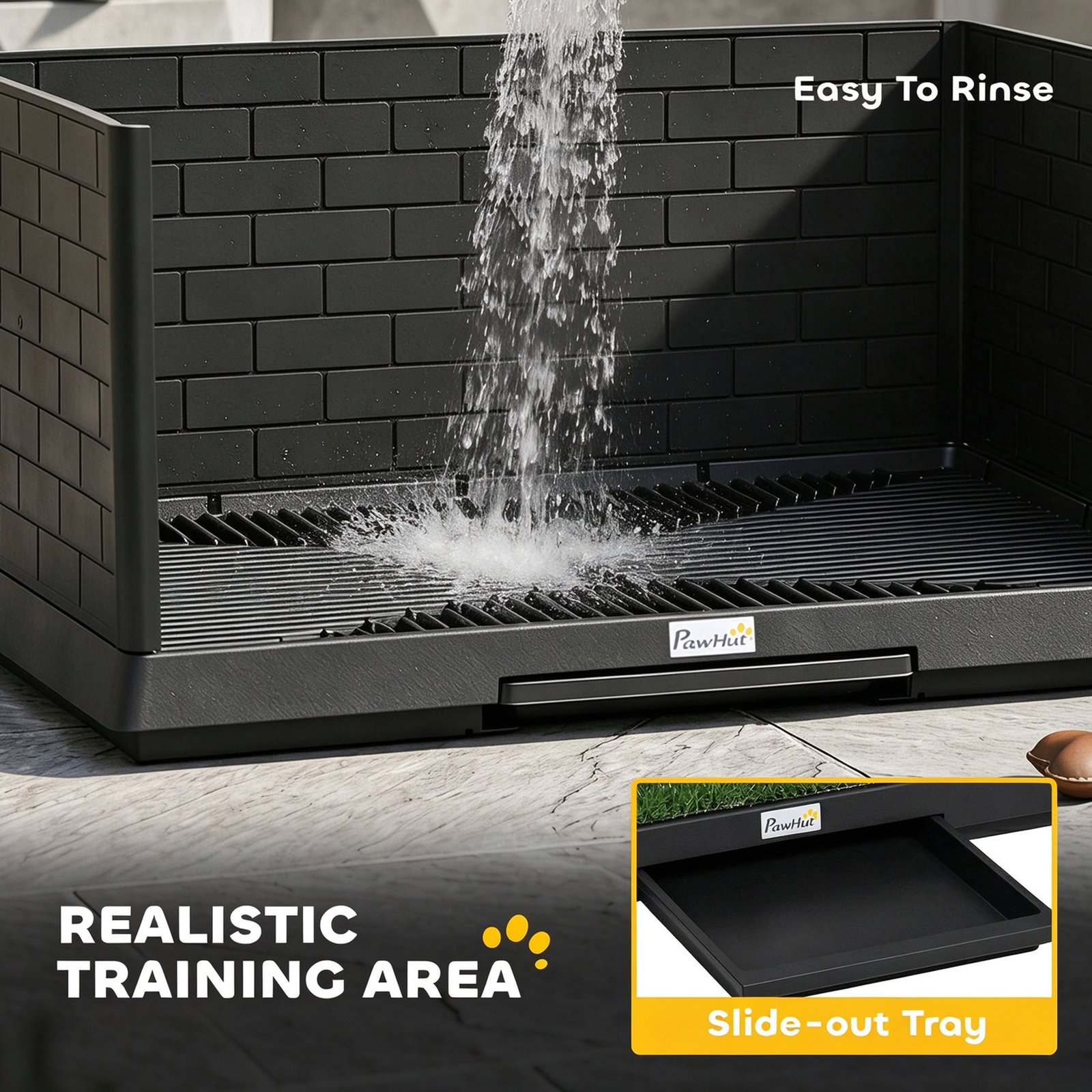 Dog Toilet Tray, Indoor Outdoor Dog Potty with High Walls, Grass Turf, Slide-Out Tray, Urine Collection Base