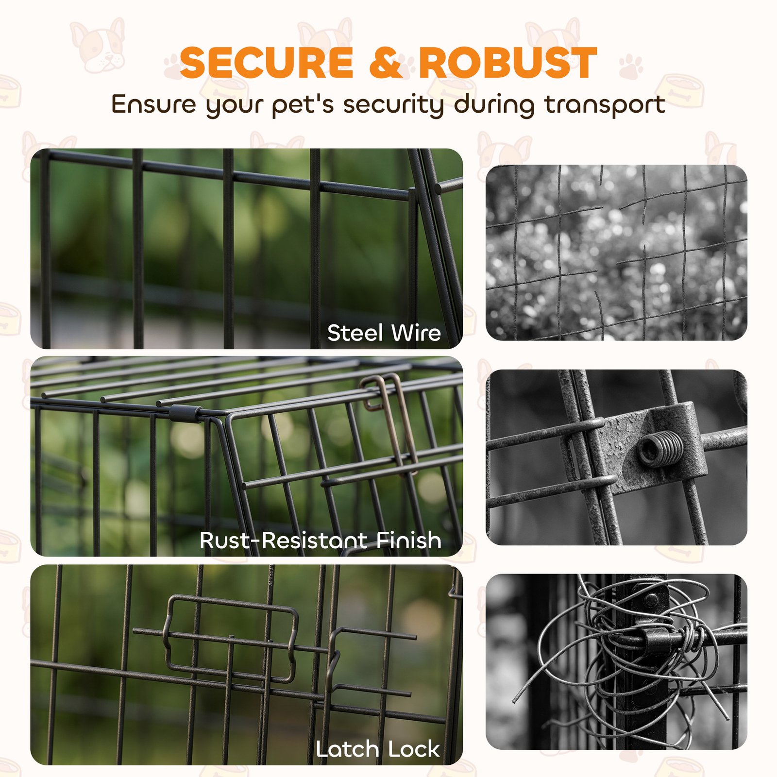 30"(76 cm) Car Dog Crate Collapsible Slanted Travel Small Dog Cage with Tray & Handle 76L x 48W x 53H cm