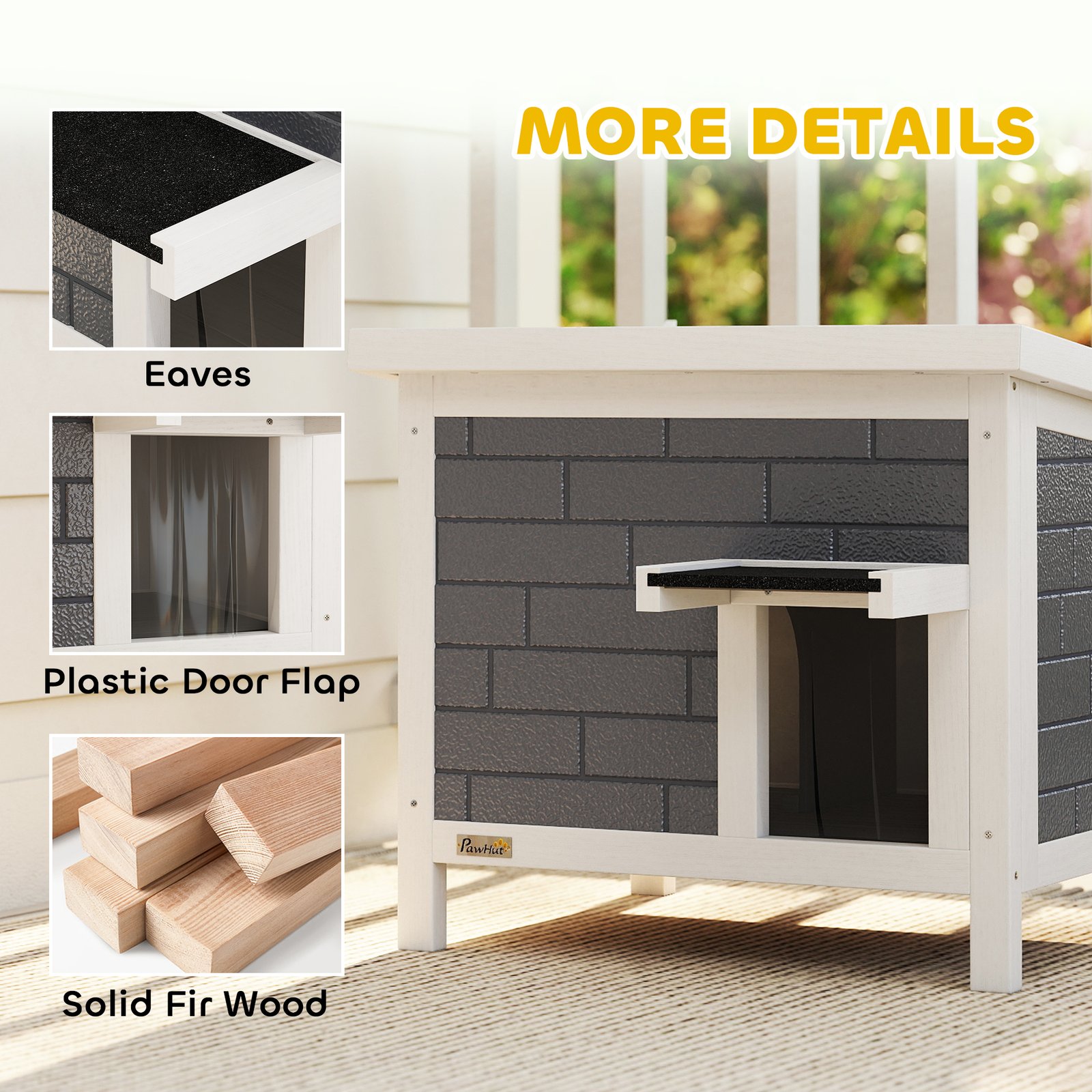 Outdoor Cat House Insulated with Openable Roof, Weatherproof Feral Cat Shelter for Rabbits, Cats, Grey