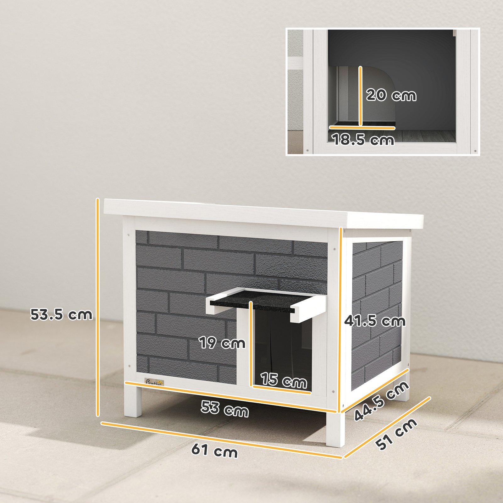 Outdoor Cat House Insulated with Openable Roof, Weatherproof Feral Cat Shelter for Rabbits, Cats, Grey