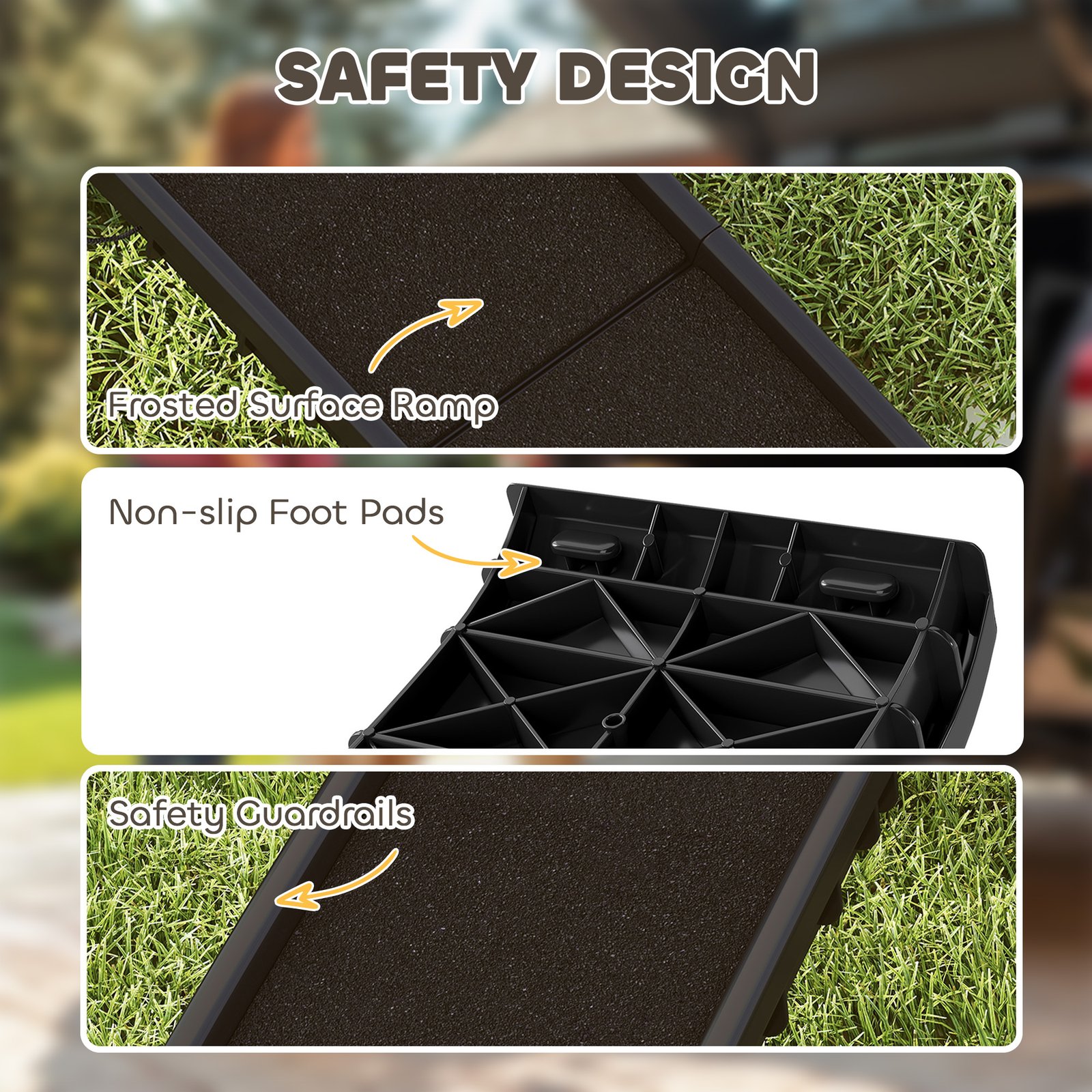 Foldable Dog Ramp with Frosted Anti-slip Surface, Portable & Lightweight, for Cars, Home, 155 x 38.5 x 15.5 cm