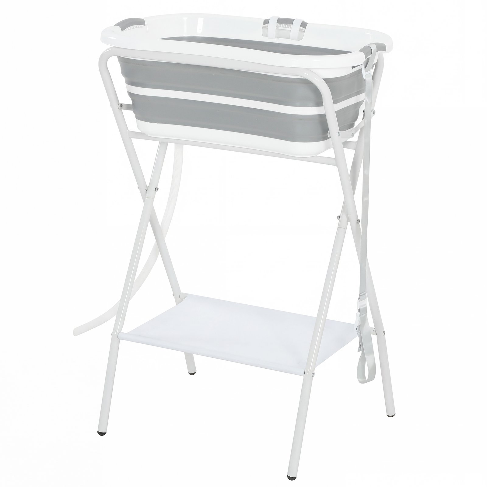 Dog Bath Tub, Portable Foldable Dog Bathtub with Stand, Drainage Hole, for Small Dogs Puppies Grey
