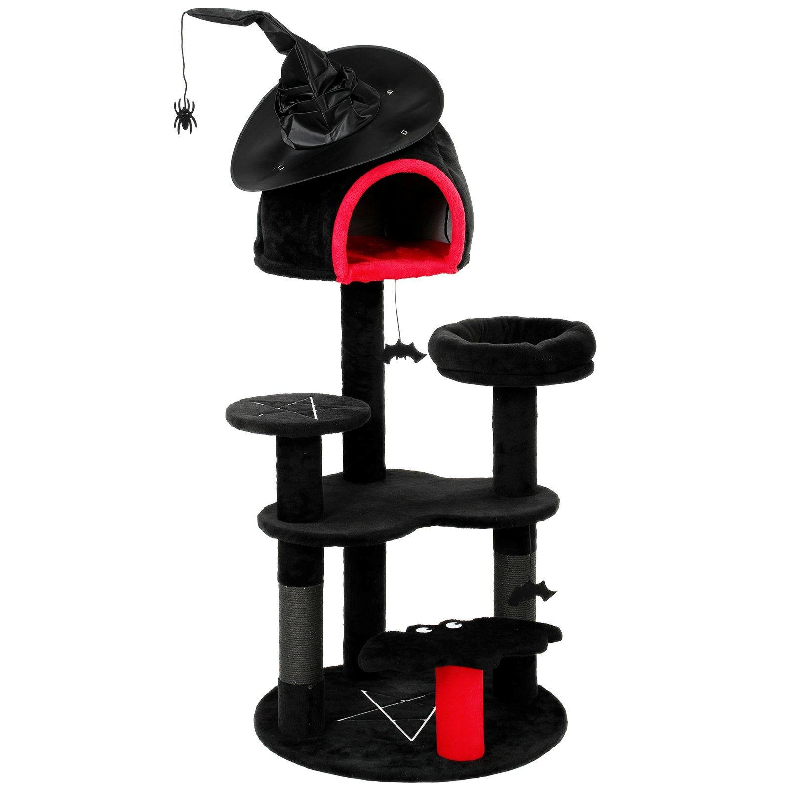 Gothic Cat Tree, 155cm Cat Tower for Indoor Kittens, Multi-Level Stable Kitten Activity Centre, Black, Halloween