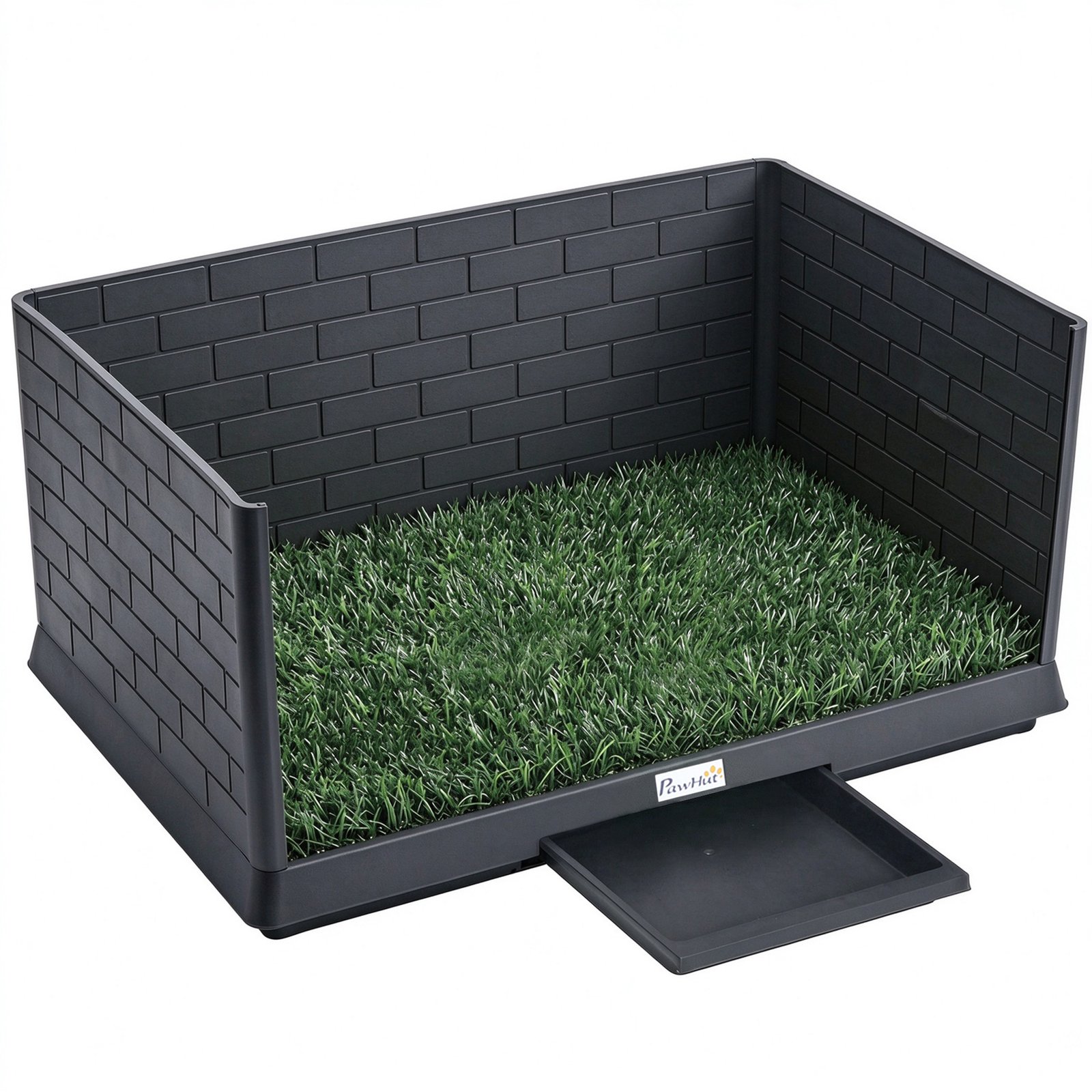 Dog Toilet Tray, Indoor Outdoor Dog Potty with High Walls, Grass Turf, Slide-Out Tray, Urine Collection Base