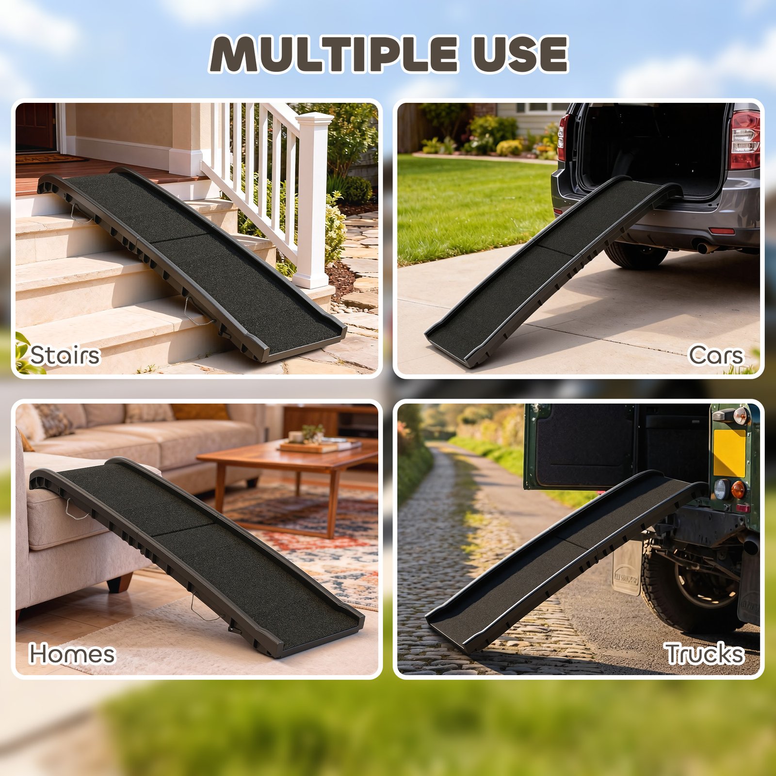 Foldable Dog Ramp with Frosted Anti-slip Surface, Portable & Lightweight, for Cars, Home, 155 x 38.5 x 15.5 cm
