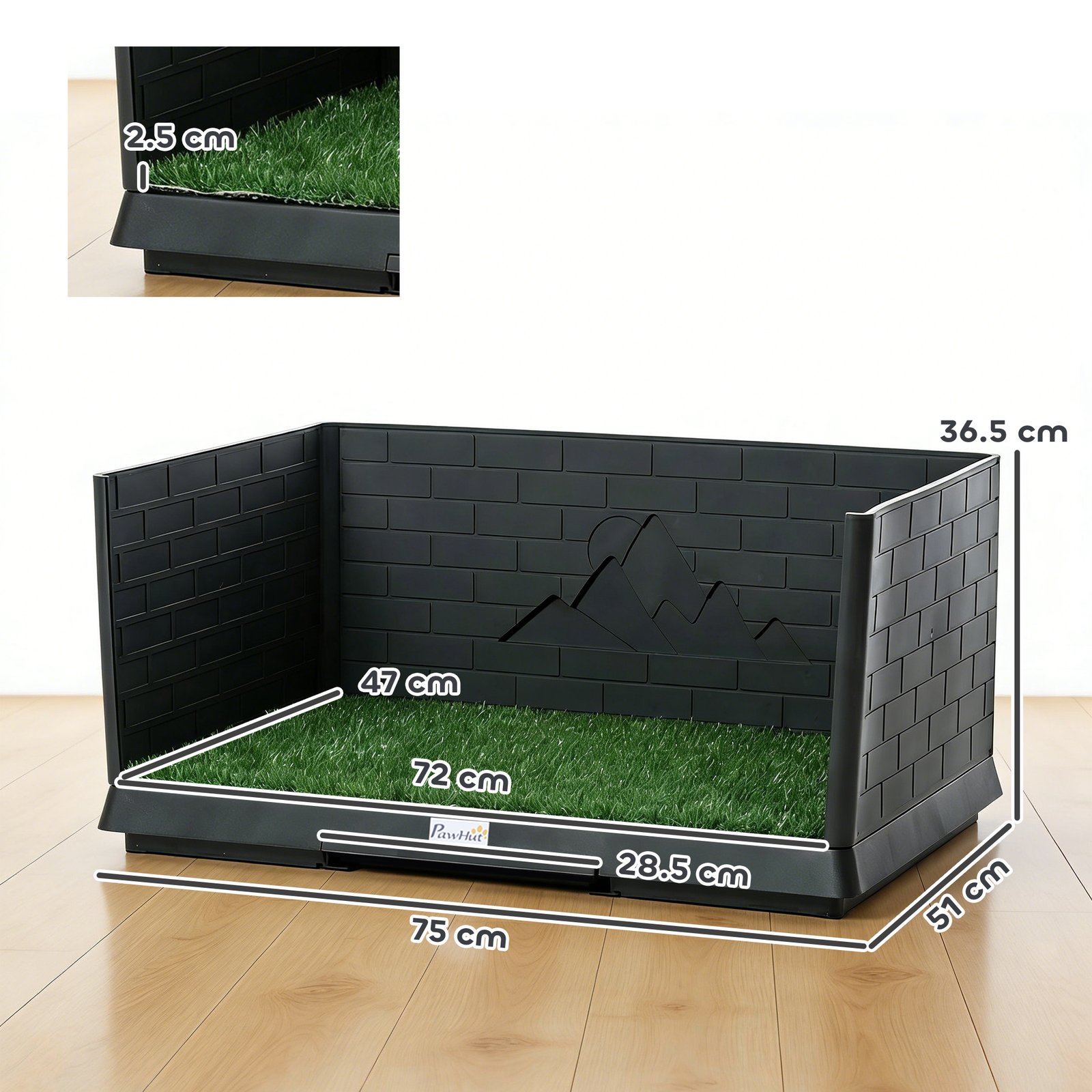 Dog Toilet Tray, Indoor Outdoor Dog Potty with High Walls, Grass Turf, Slide-Out Tray, Urine Collection Base