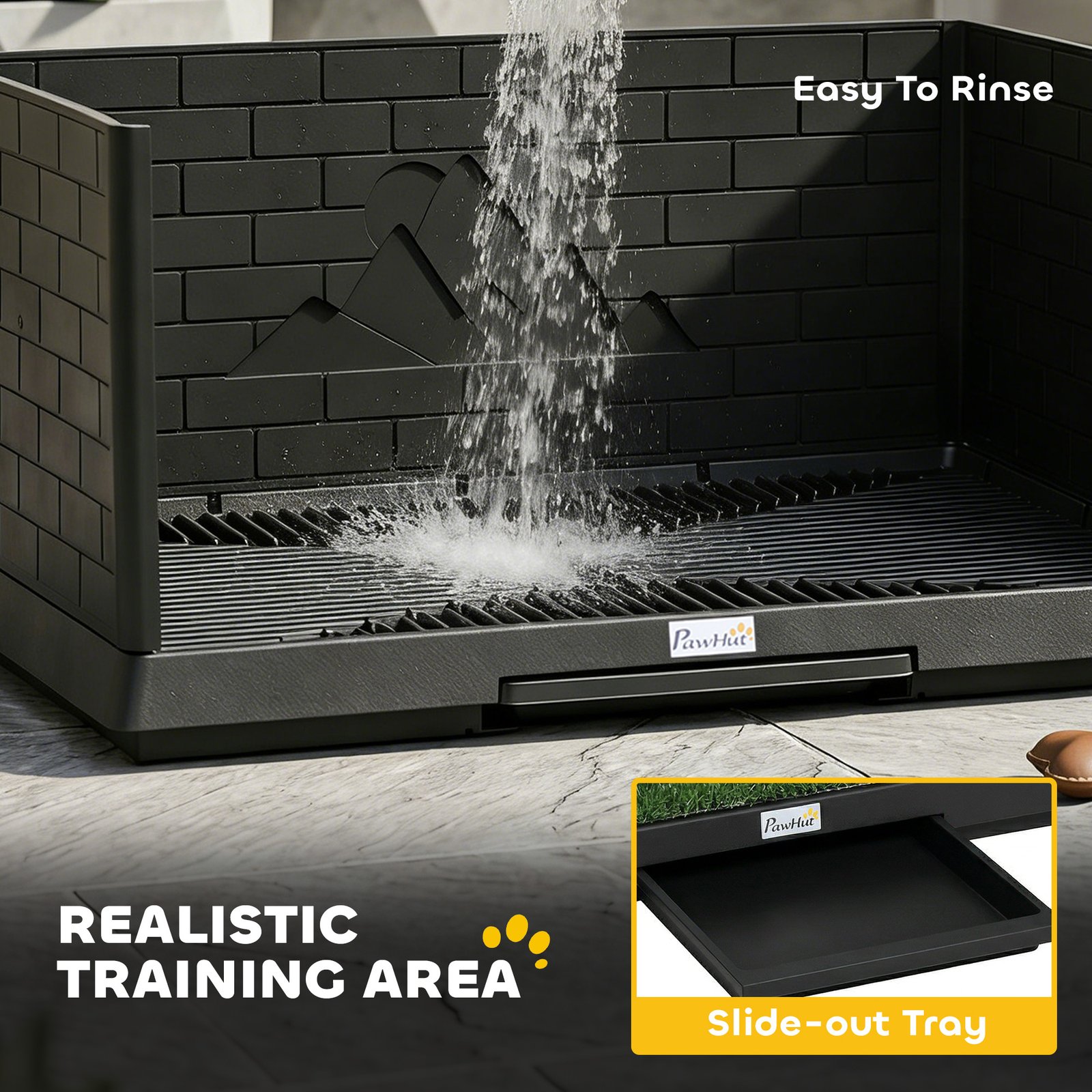 Dog Toilet Tray, Indoor Outdoor Dog Potty with High Walls, Grass Turf, Slide-Out Tray, Urine Collection Base