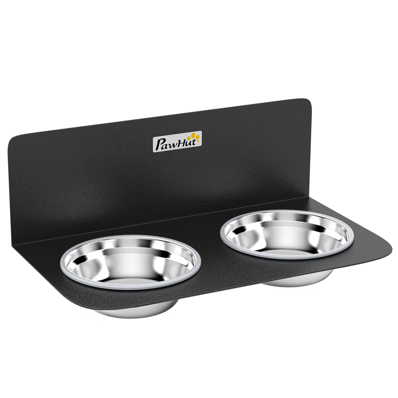Wall Mount Dog Bowls, Adjustable Height Raised Dog Feeding Station with 2 Stainless Steel Bowls, 10kg Capacity, Black