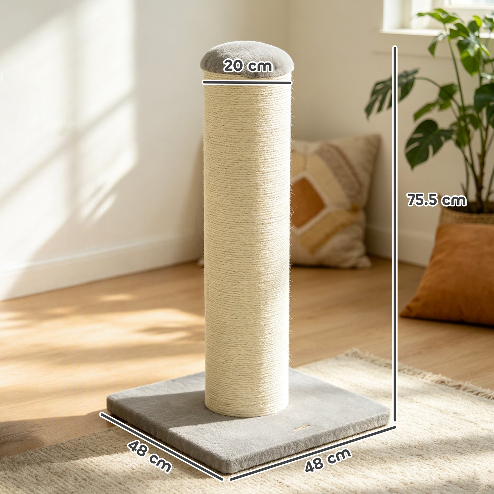 Cat Scratching Post, 76cm Tall Scratch Post for Indoor Kittens, Cat Scratcher with Stable Base