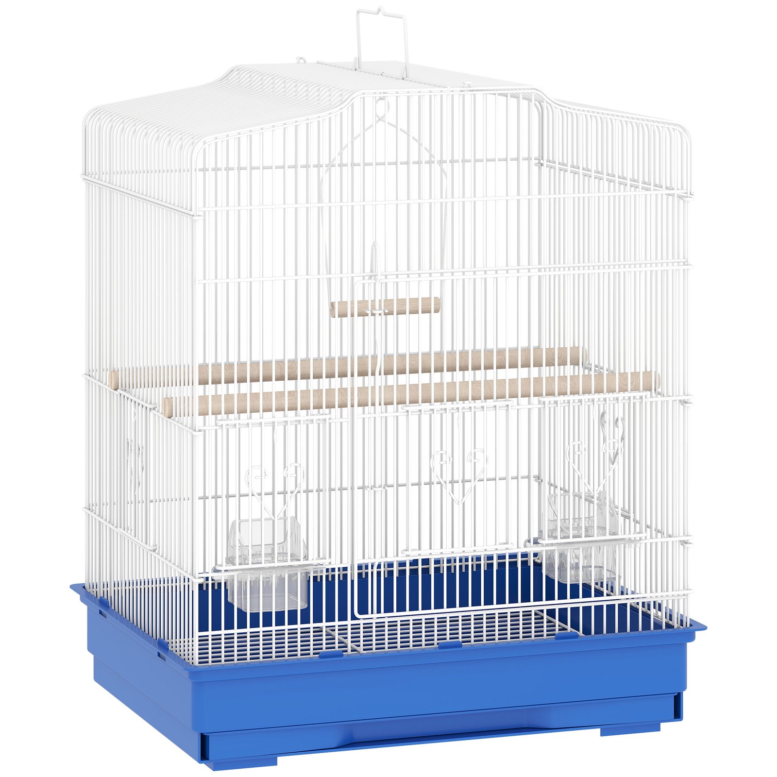 Large Metal Bird Cage with Perches, Food Bowls, Swing, for Budgies, Parakeets, Blue