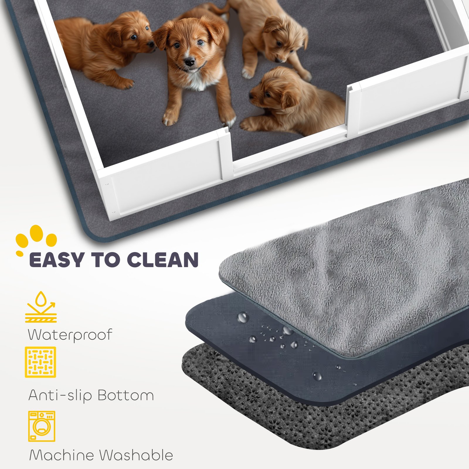 Whelping Box for Dogs with Whelping Pad, Adjustable Entrance, Non-slip Foot Pads, for Large Dogs, 124 x 120cm