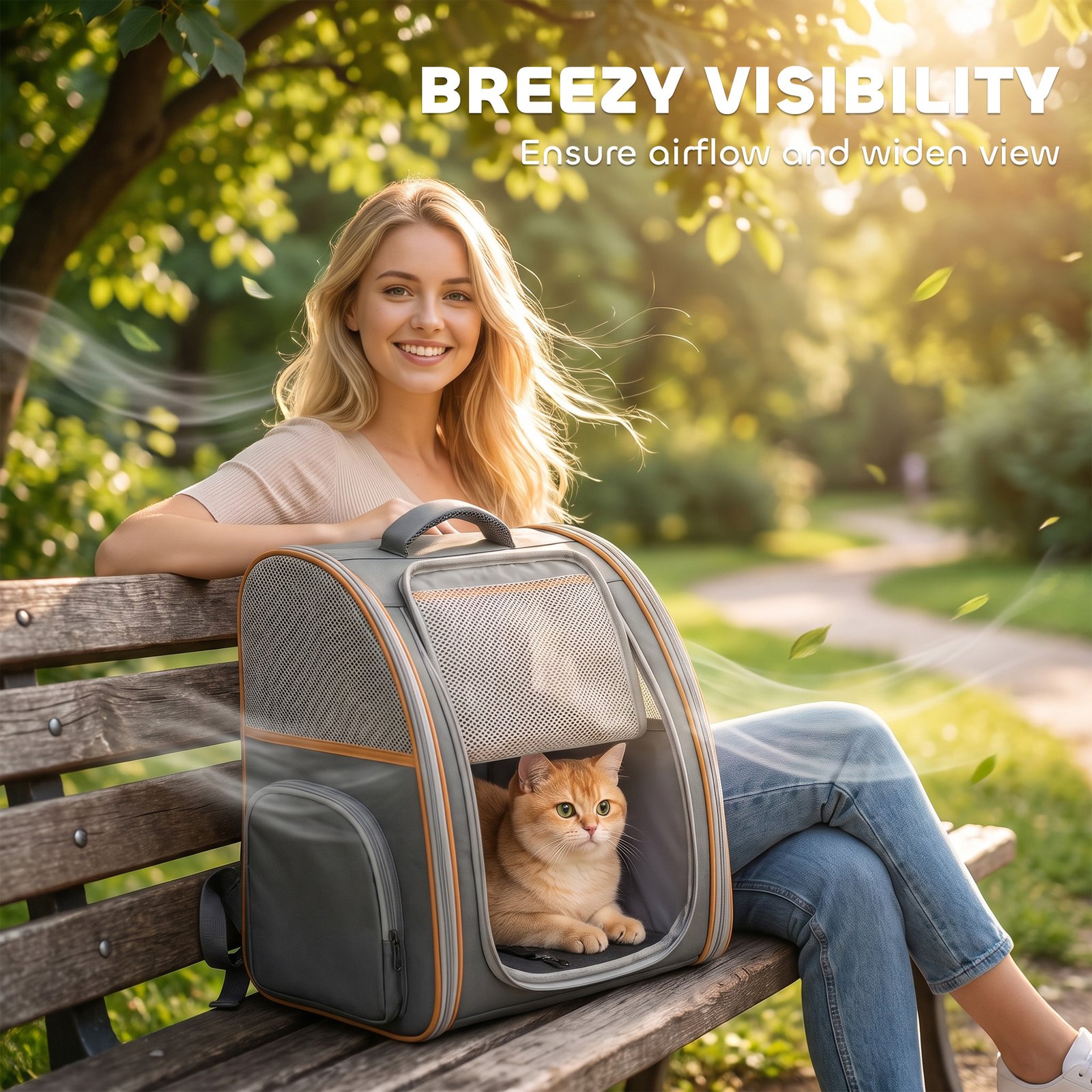 Pet Backpack Carrier, Foldable Pet Carrier Backpack for Mini Dogs Cats Up to 5 kg, with Mesh Window, Grey