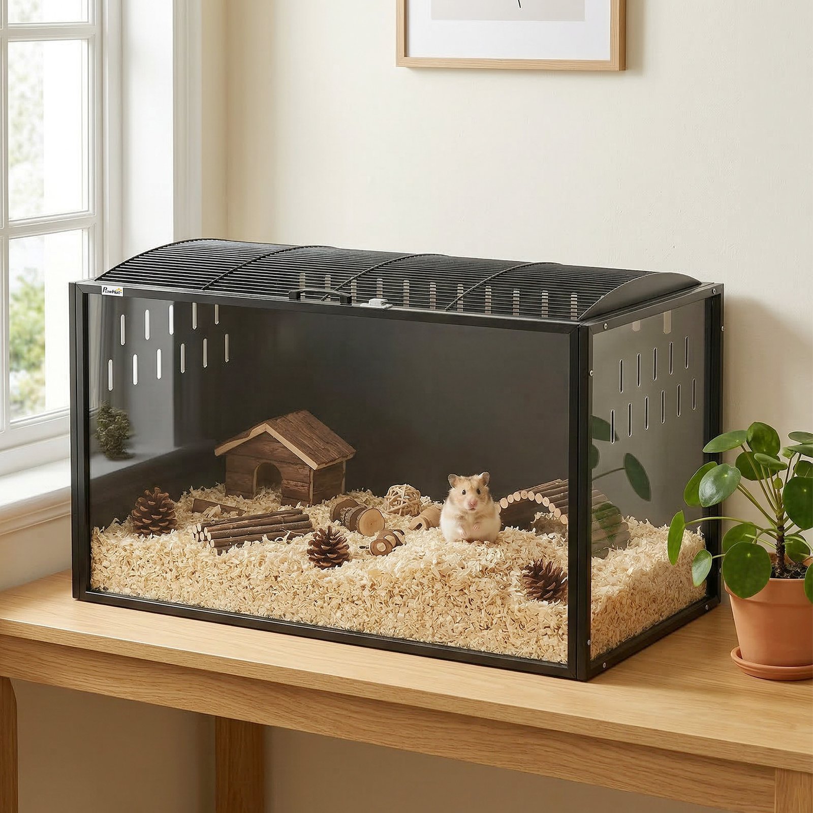Hamster Cage Steel Chewproof with Openable Top, Deep Burrow for Dwarf Syrian Hamster, Gerbil, Rats, 105 x 51 x 53 cm