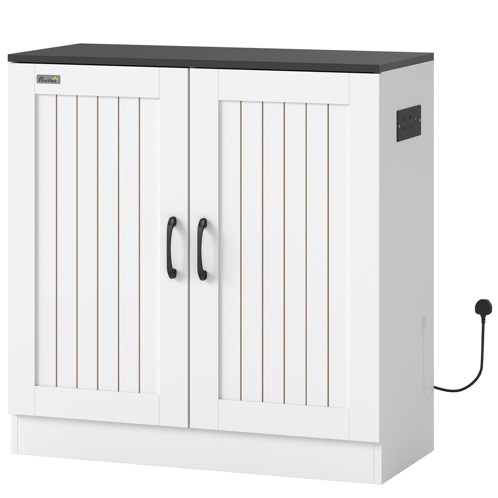 Fish Tank Stand, 20-29 Gallon Aquarium Stand with Cabinet Storage, Power Outlets and Anti-Tip Kit, White