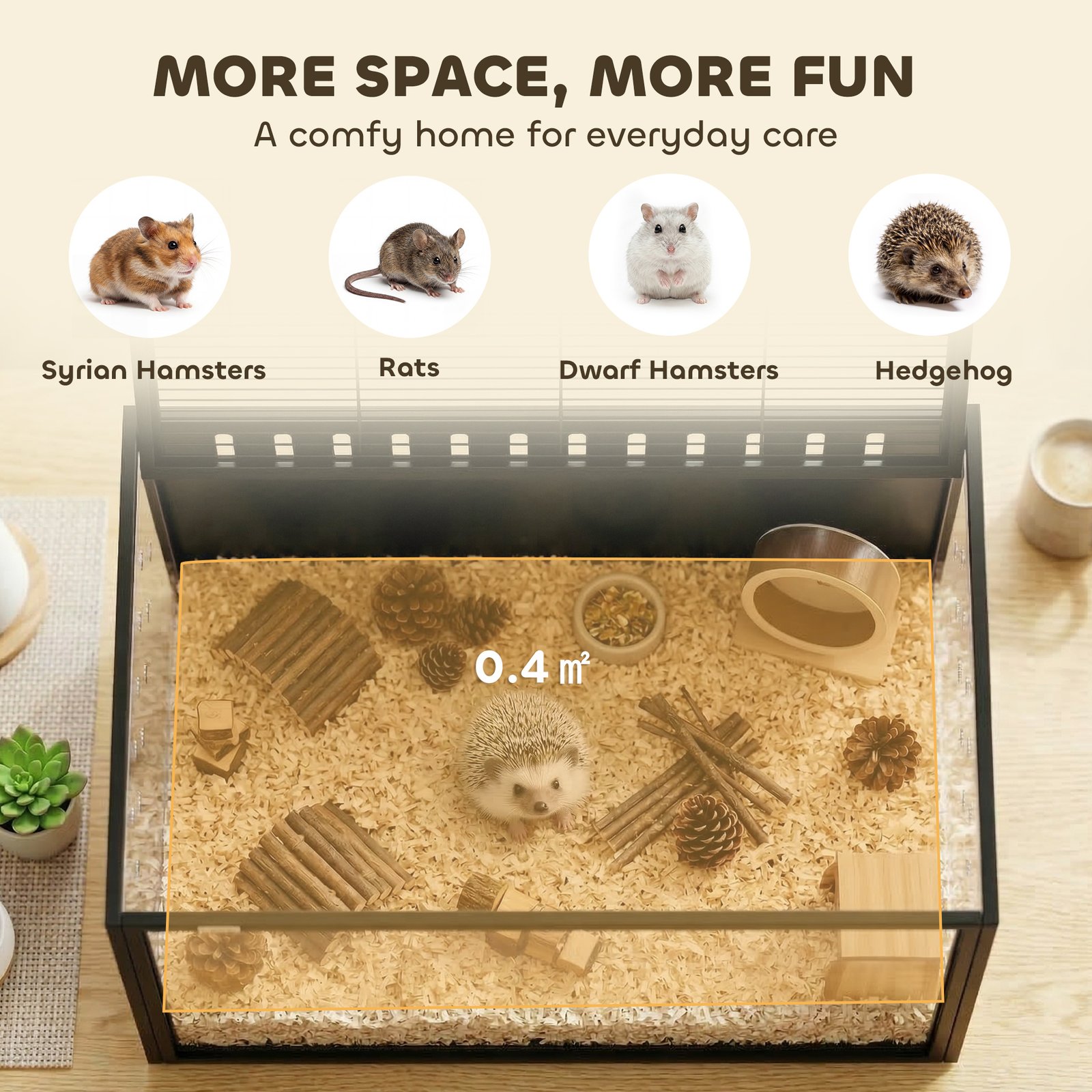 Hamster Cage Steel Chewproof with Openable Top, Deep Burrow for Dwarf Syrian Hamster, Gerbil, Rats, 81 x 51 x 53 cm
