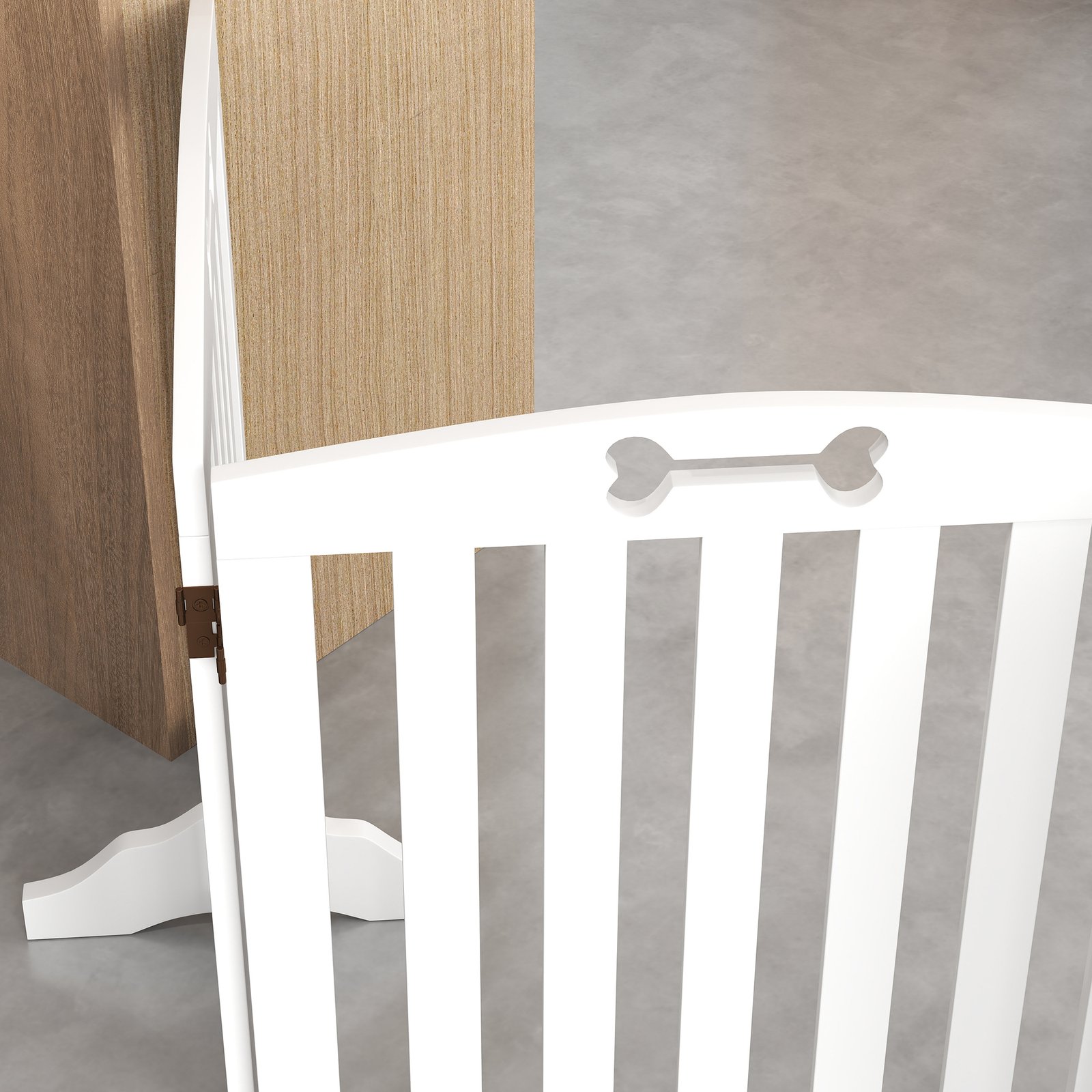 Wooden Dog Gate, Freestanding Pet Gate with Support Feet for Doorways, Hallways, Stairs, 207.5L x 61H cm, White