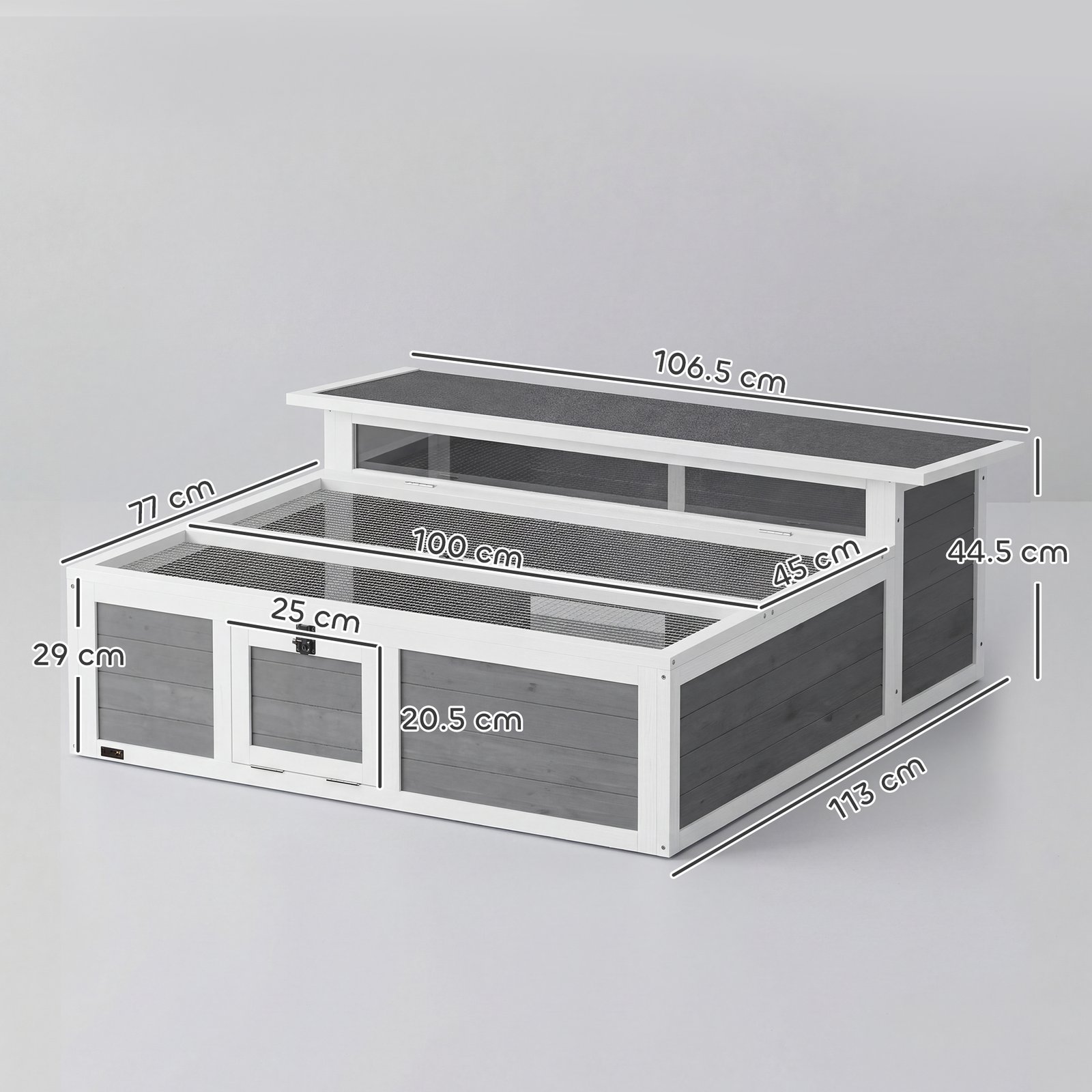 Wooden Tortoise House, Tortoise Enclosure with Clear Observation Window, Top Opening, Multiple Doors, Galvanised Mesh