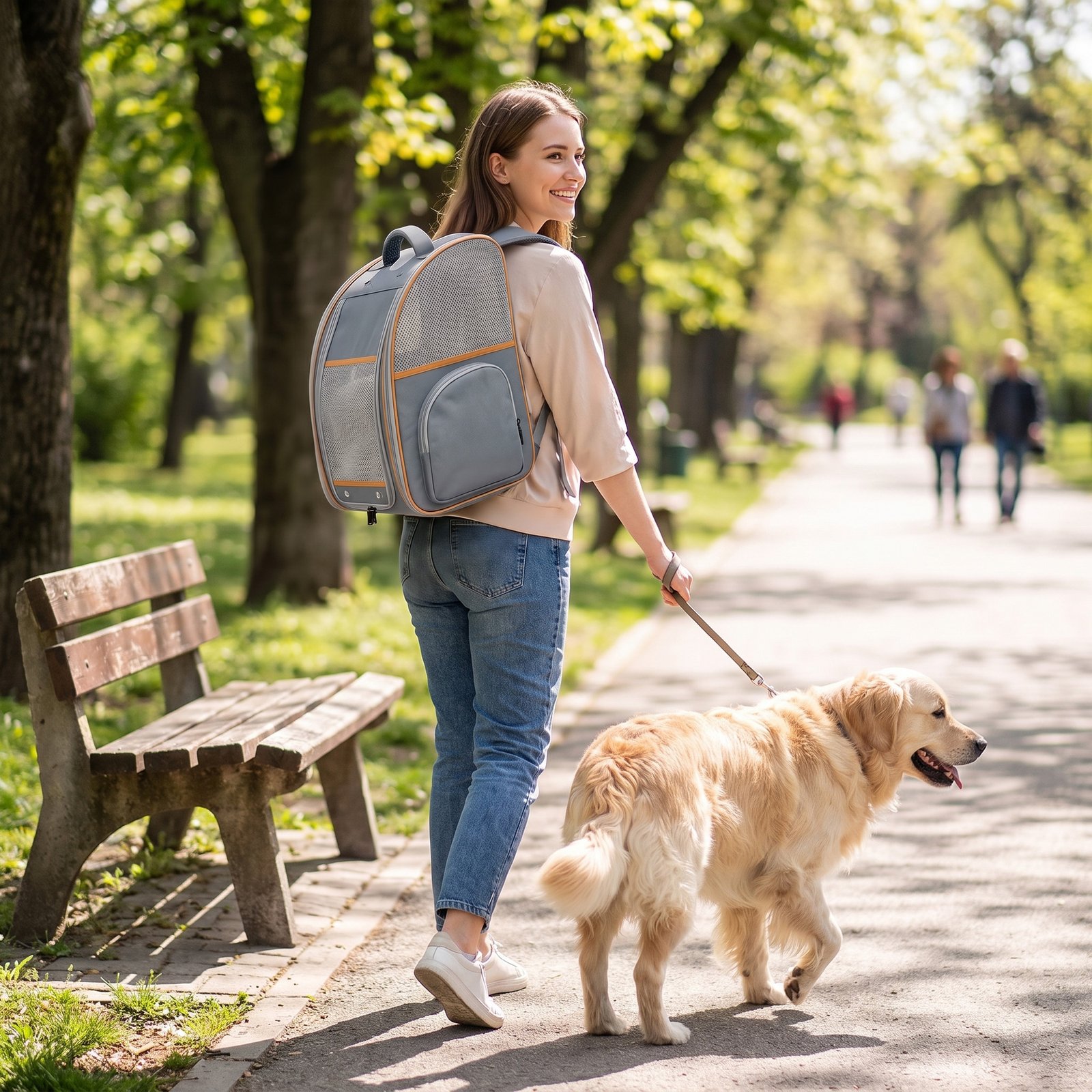 Pet Backpack Carrier, Foldable Pet Carrier Backpack for Mini Dogs Cats Up to 5 kg, with Mesh Window, Grey