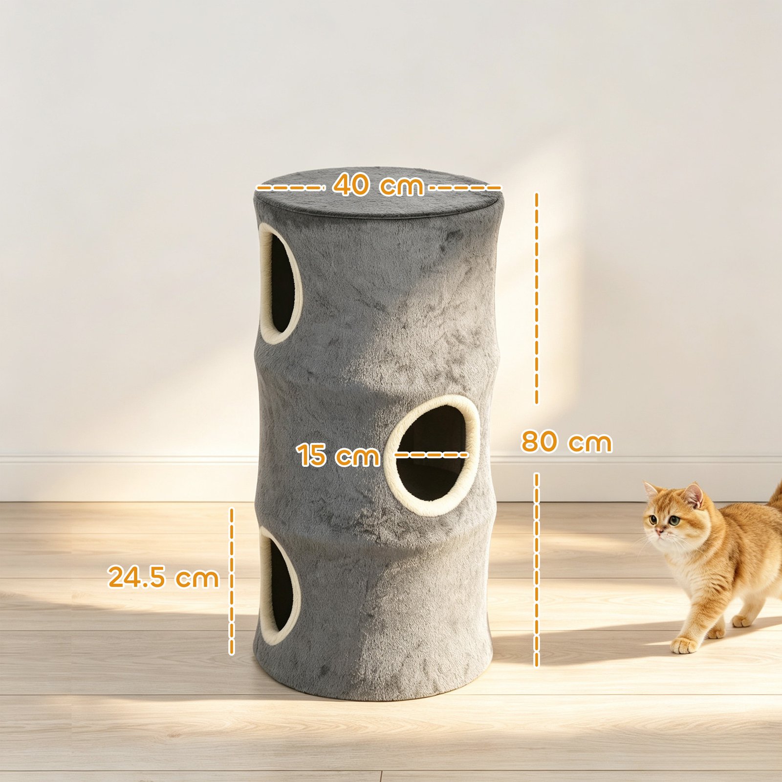 Cat House for Indoor Kittens, Cat Condo with Removable Washable Cover, Modern Barrel-Shaped Kitty Cave Bed