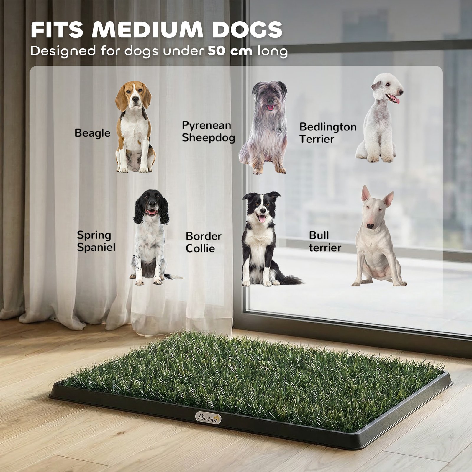Dog Grass Pee Pad with Tray, Dog Toilet Tray with 2 Artificial Grass Mats, Portable Puppy Training Toilet