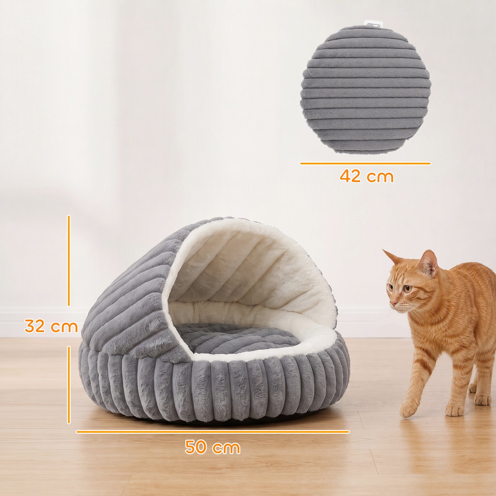 Cat Bed for Indoor Kittens, Cat Cave House with Non-Slip Bottom and Washable Cushion