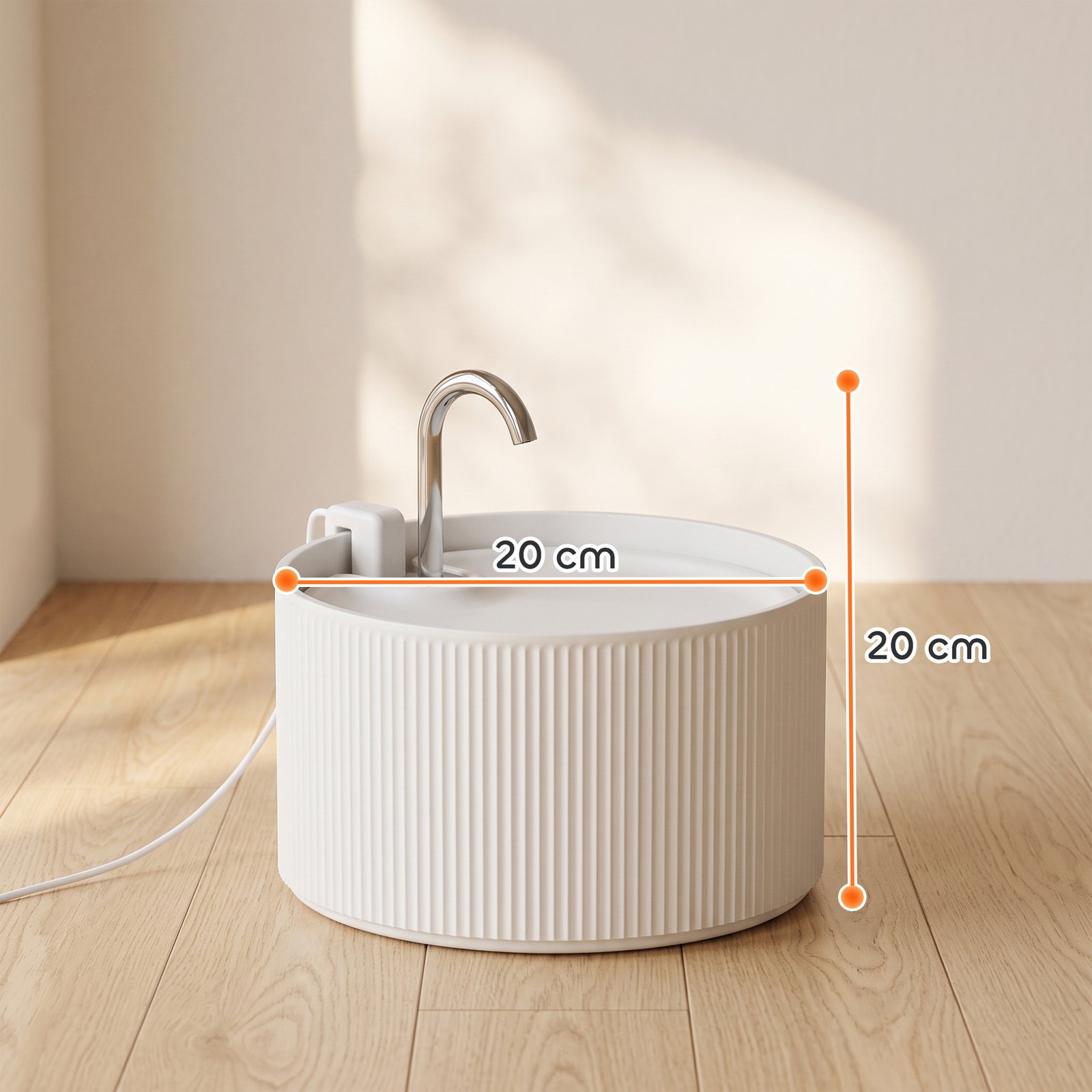 Ceramic Cat Water Fountain for Drinking, 2.2L Pet Water Fountain with Ultra-Quiet Pump, 4-Layer Filtration, Tap